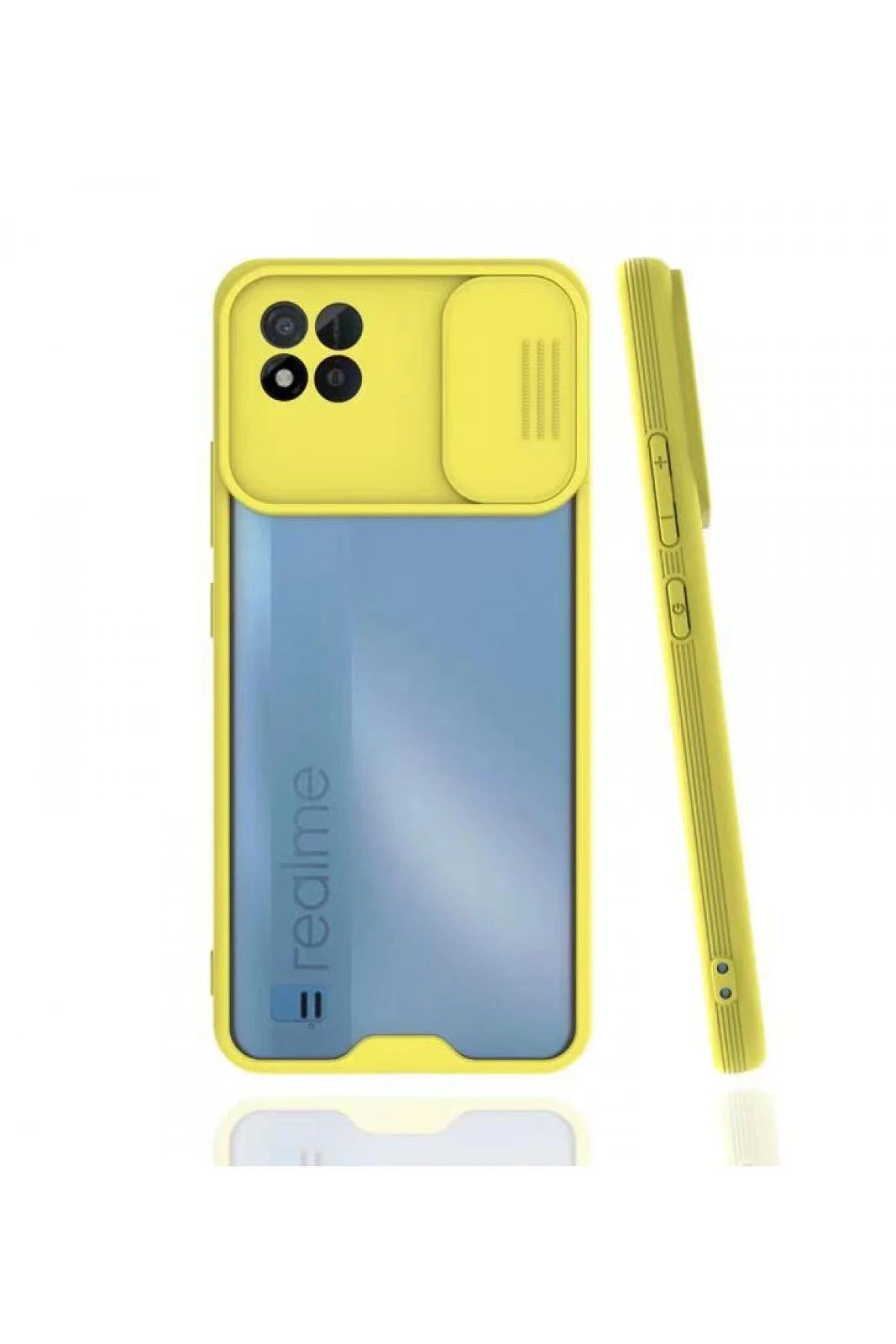NewFace Realme C11 2021 Kılıf Platin Kamera Koruma Silikon - Sarı SVLRS