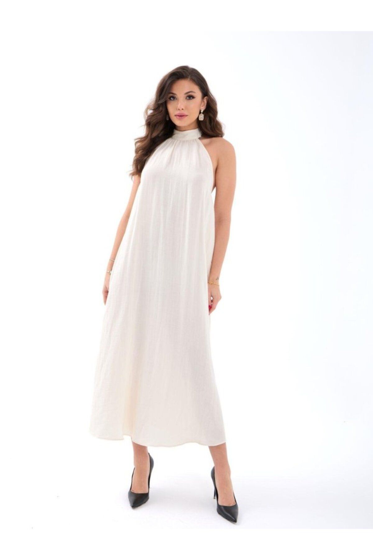 ARUZ MODA 7145 ELBİSE-KREM