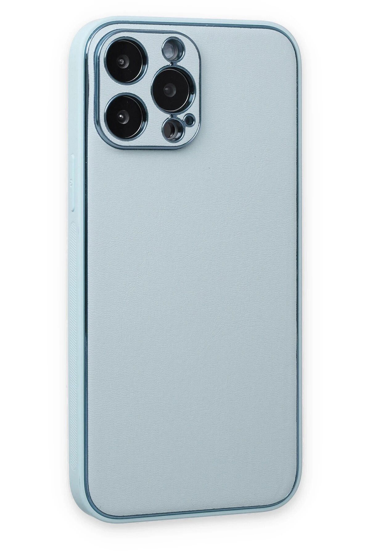 NewFace iPhone 14 Pro Kılıf Coco Deri Silikon Kapak - Sky Blue GLSTD
