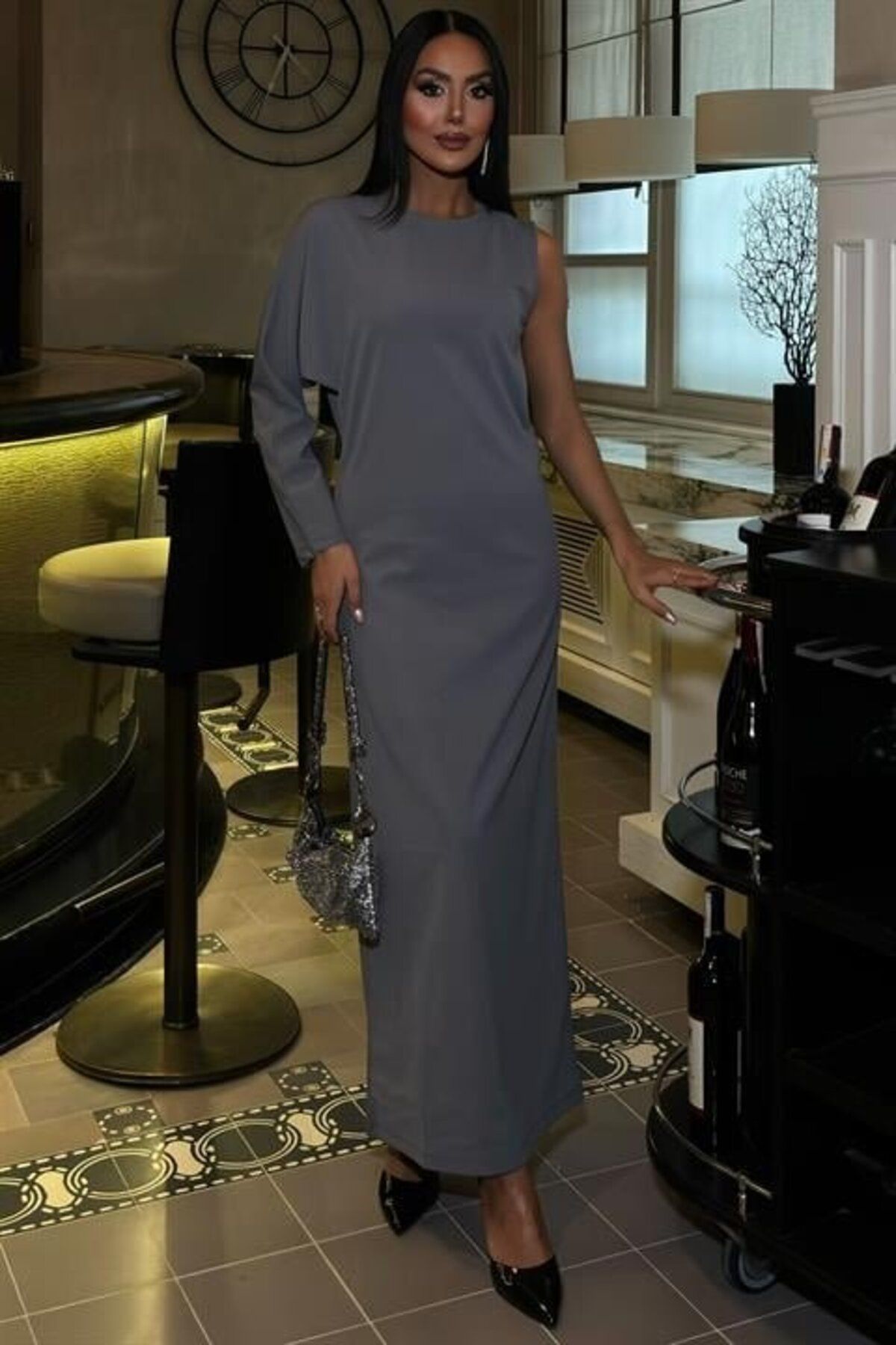 ARUZ MODA Aethra Tek Kol Uzun Elbise 2693-8