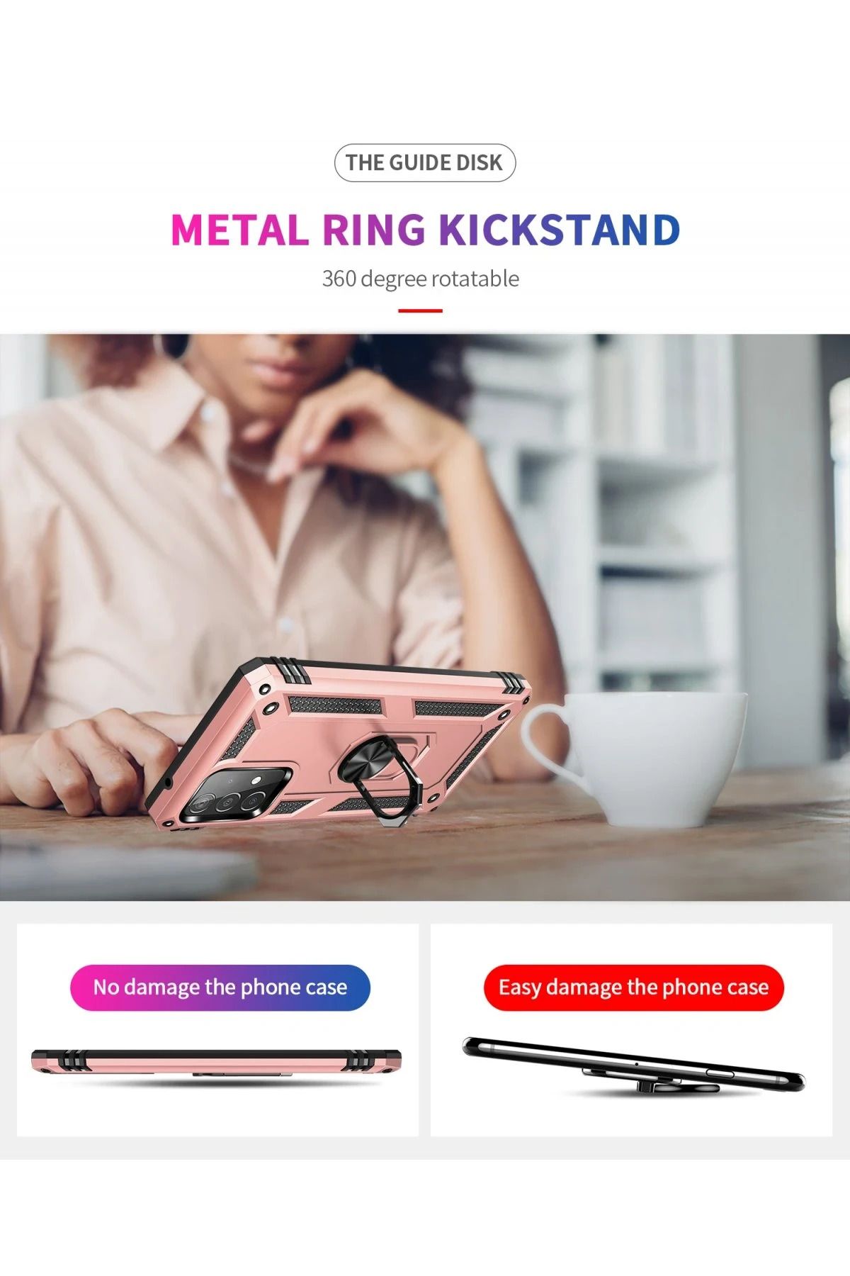 NewFace Samsung Galaxy A32 Kılıf Sofya Yüzüklü Silikon Kapak - Rose BSTMY
