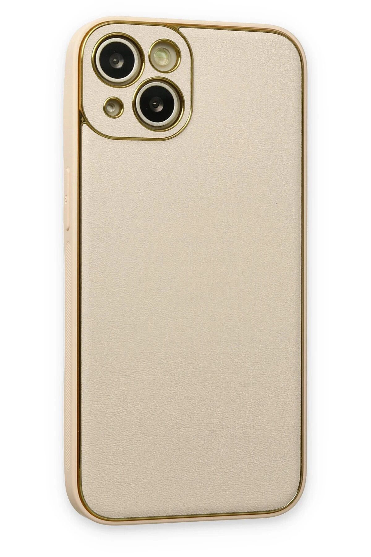 NewFace iPhone 14 Plus Kılıf Coco Deri Silikon Kapak - Gold BSTMY