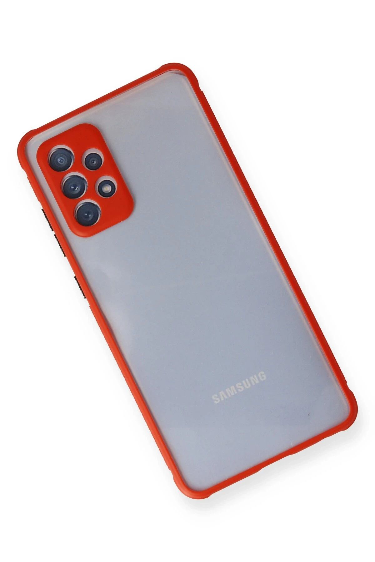 NewFace Samsung Galaxy A72 Kılıf Miami Şeffaf Silikon - Kırmızı NRMSA