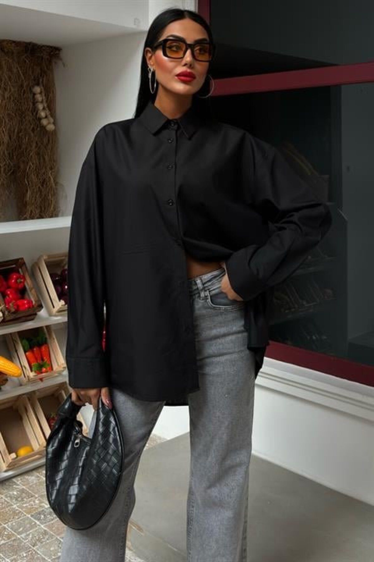 ARUZ MODA Klasik Oversize Poplin Gömlek 3421