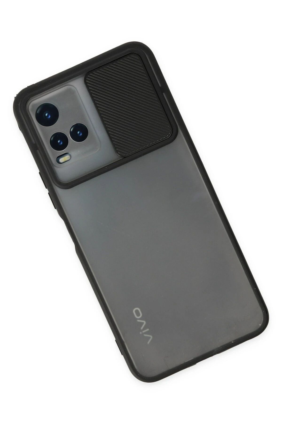 NewFace Vivo Y33S Kılıf Palm Buzlu Kamera Sürgülü Silikon - Siyah BSTMY