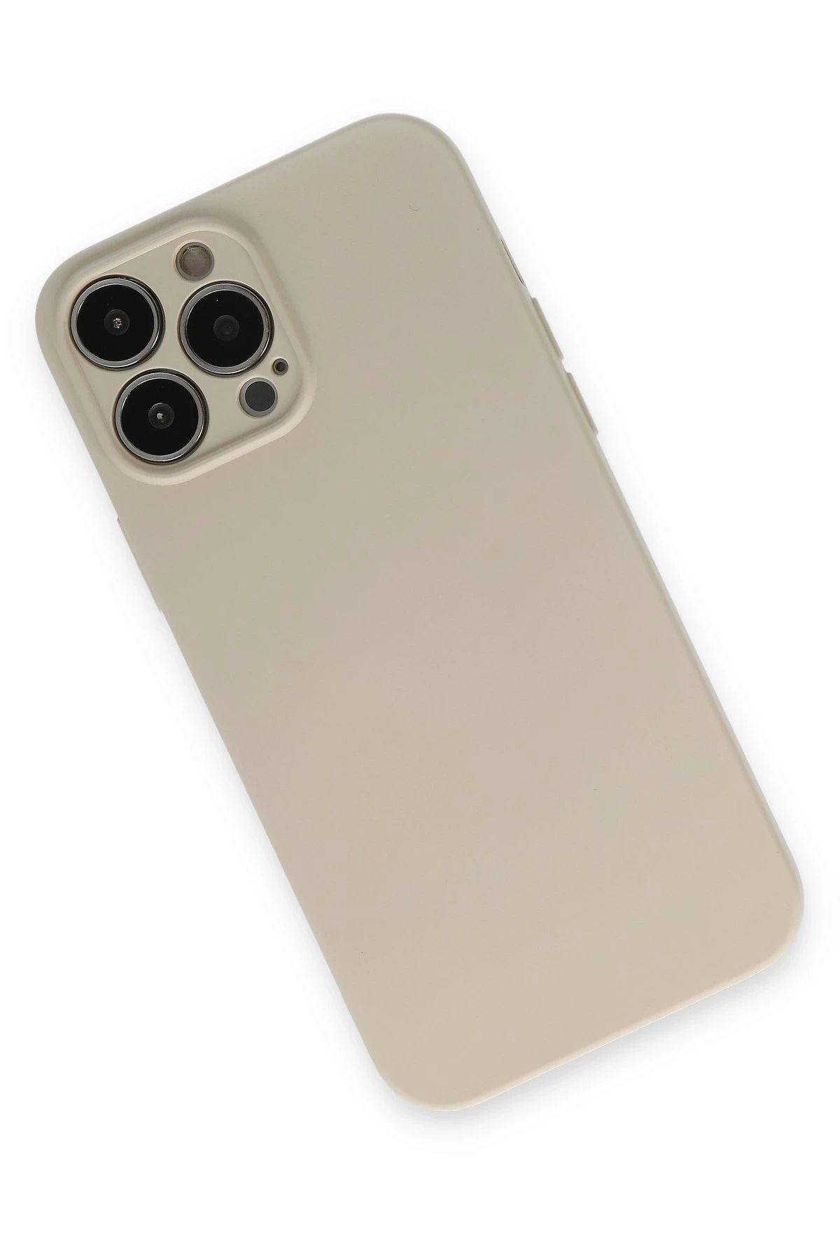 NewFace iPhone 13 Pro Max uyumlu Kılıf Nano içi Kadife Silikon - Bej BSTMY
