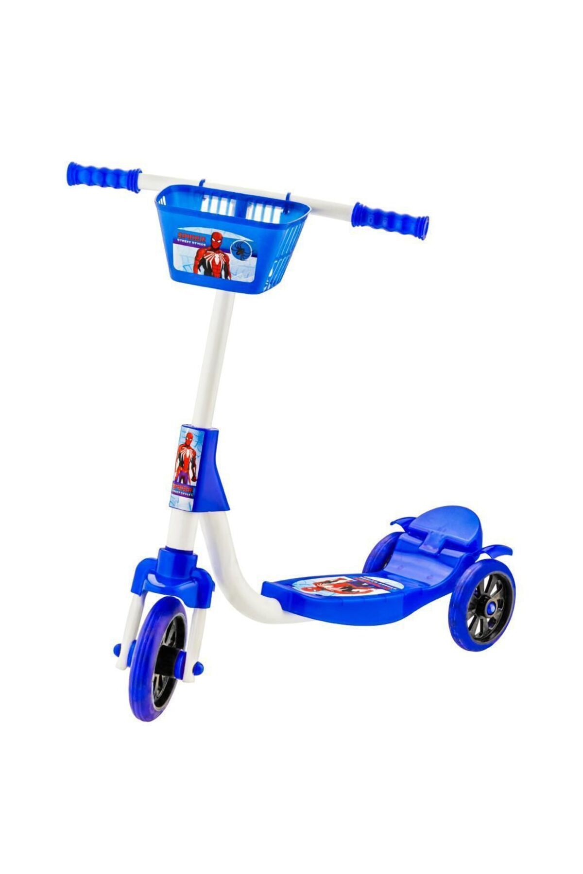 Beren Oyuncak ÜÇ TEKERLEKLİ MANUEL 3 KADEMELİ SPİDER DESENLİ MAVİ SCOOTER