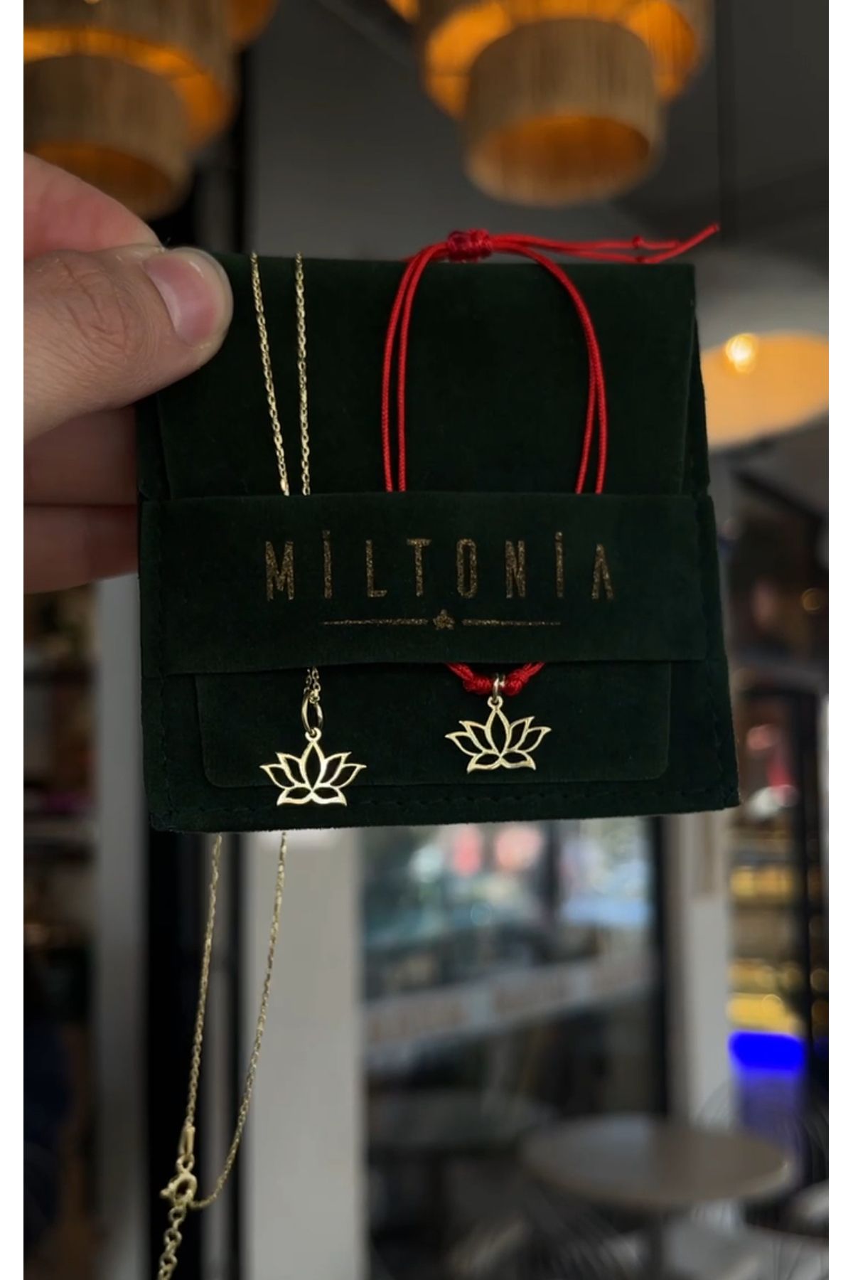 Miltonia 925s Gümüş Lotus Kırmızı İp Bileklik