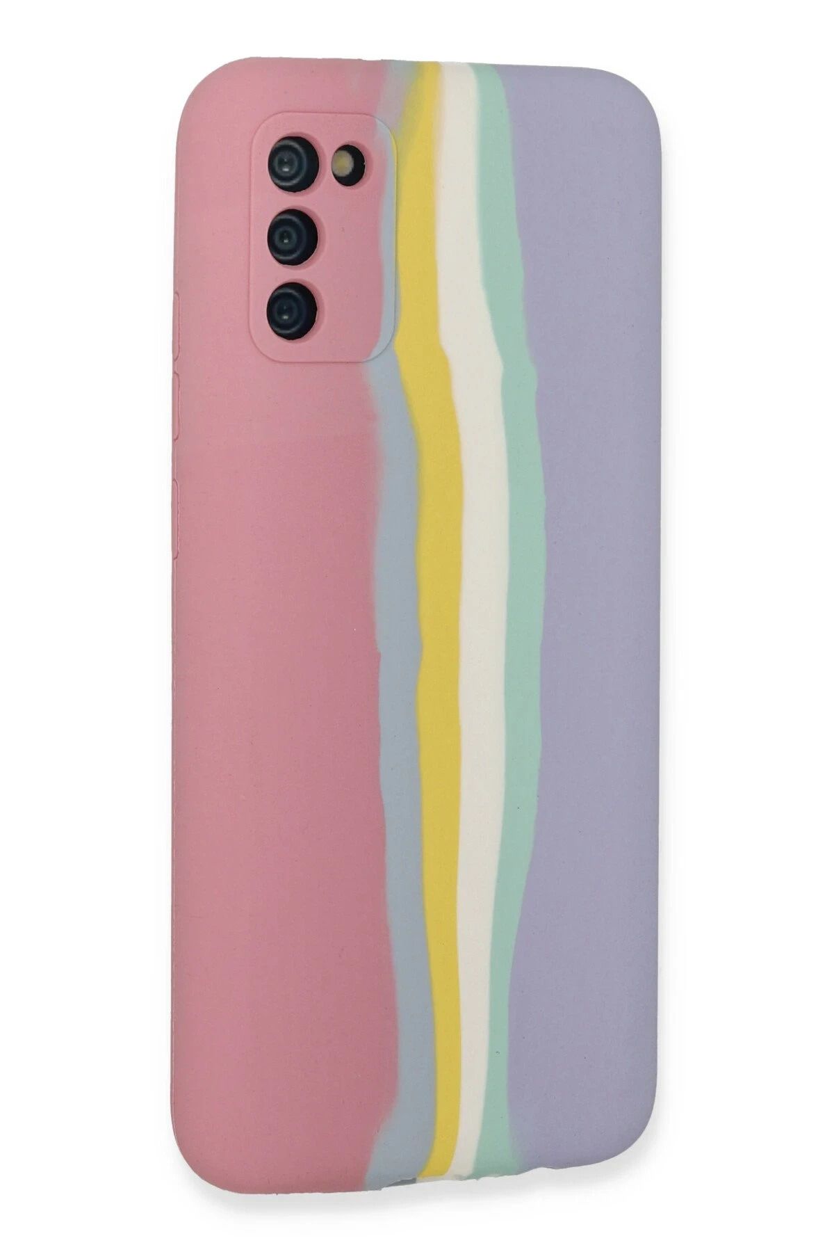 NewFace Samsung Galaxy A03S Kılıf Ebruli Lansman Silikon - Pembe-Lila SVLRS