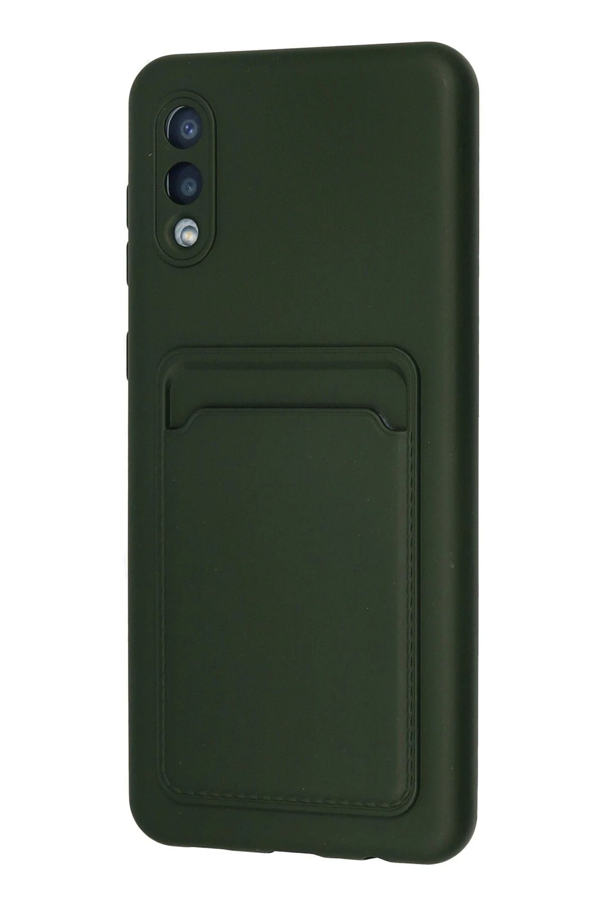 NewFace Samsung Galaxy A02 Kılıf Kelvin Kartvizitli Silikon - Koyu Yeşil BSTMY