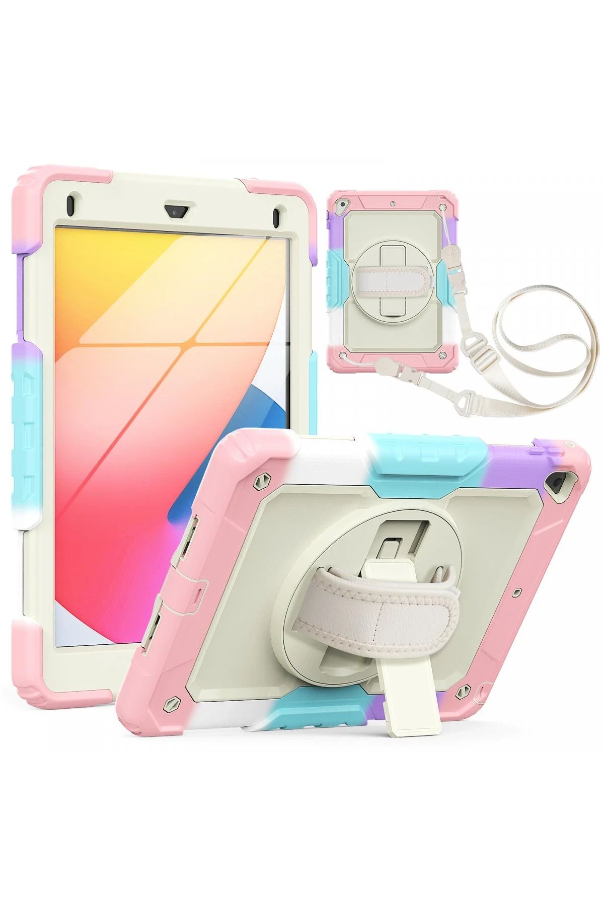 NewFace iPad 5 Air 9.7 Kılıf Tablet Rainbow Kapak - Pembe GLSTD