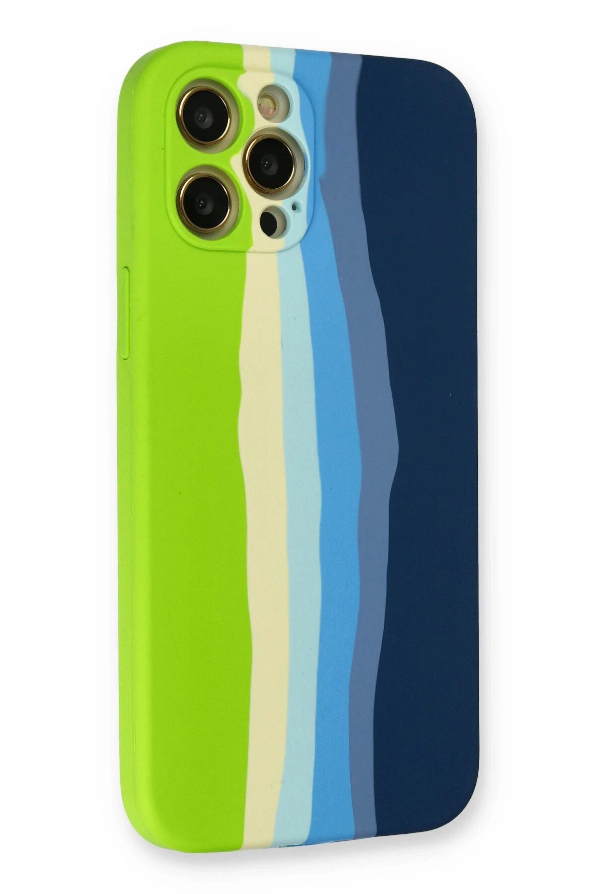 NewFace iPhone 12 Pro Max Kılıf Ebruli Lansman Silikon - Yeşil-Koyu Yeşil GLSTD