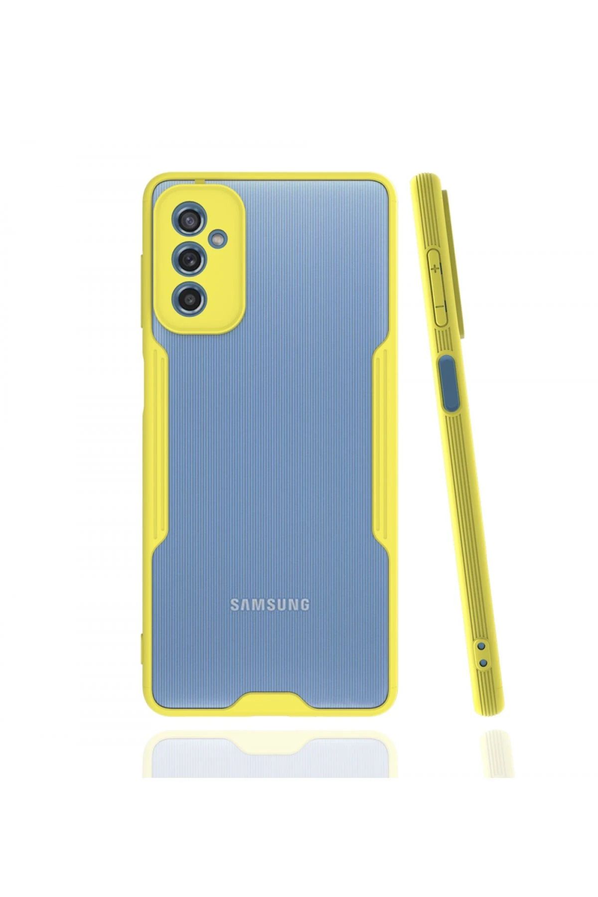 NewFace Samsung Galaxy M52 5G Kılıf Platin Silikon - Sarı BSTMY