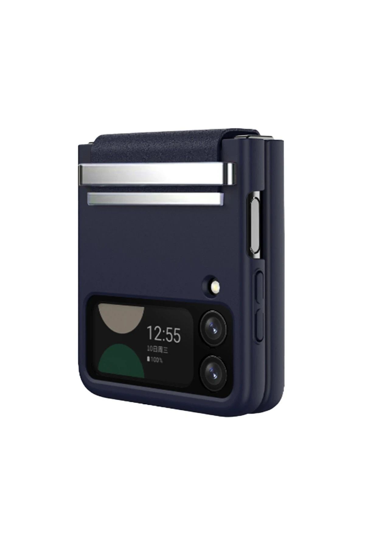 NewFace Samsung Galaxy Z Flip 4 Kılıf Belt Flip Kapak - Lacivert BSTMY