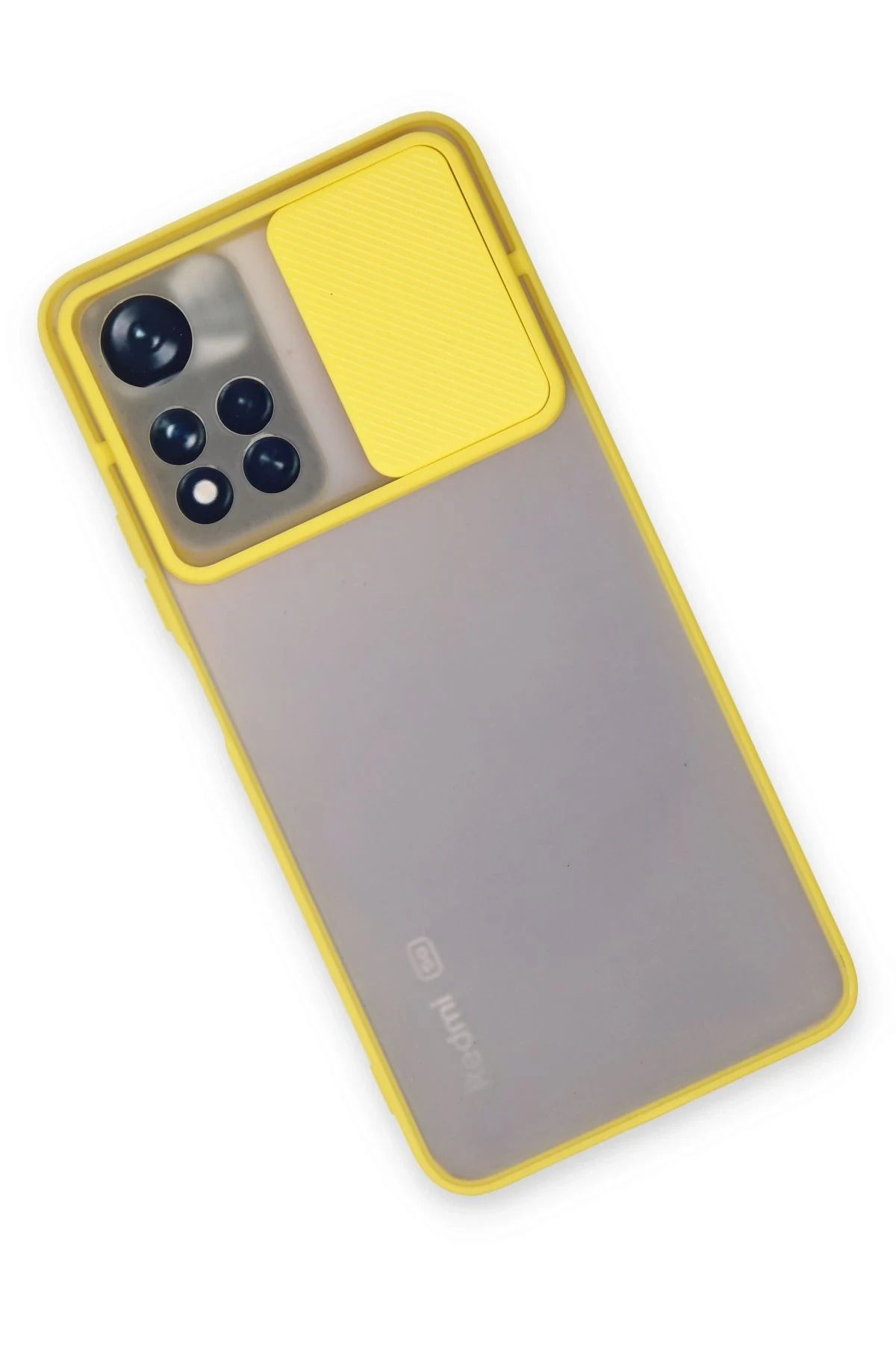 NewFace Xiaomi Redmi Note 11 Pro Plus 5G Kılıf Palm Buzlu Kamera Sürgülü Silikon - Sarı BSTMY