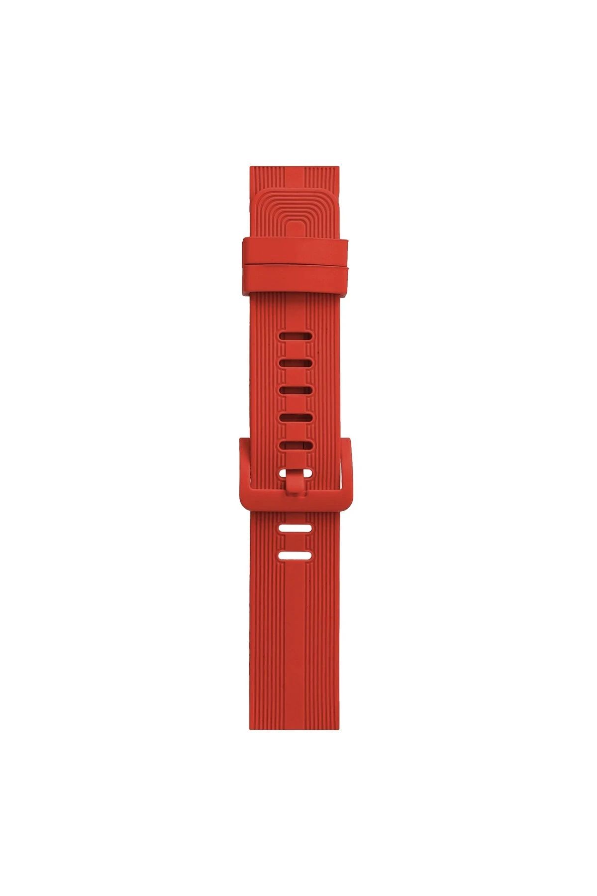 NewFace Apple Watch 42mm KR408 Çizgili Silikon Kordon - Kırmızı BSTMY