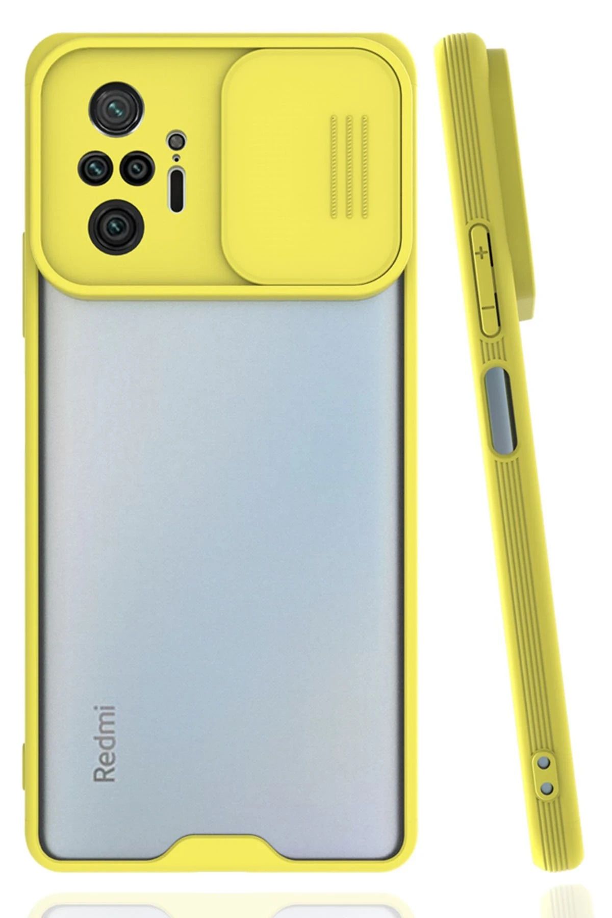 NewFace Xiaomi Redmi Note 10 Pro Kılıf Platin Kamera Koruma Silikon - Sarı GLSTD