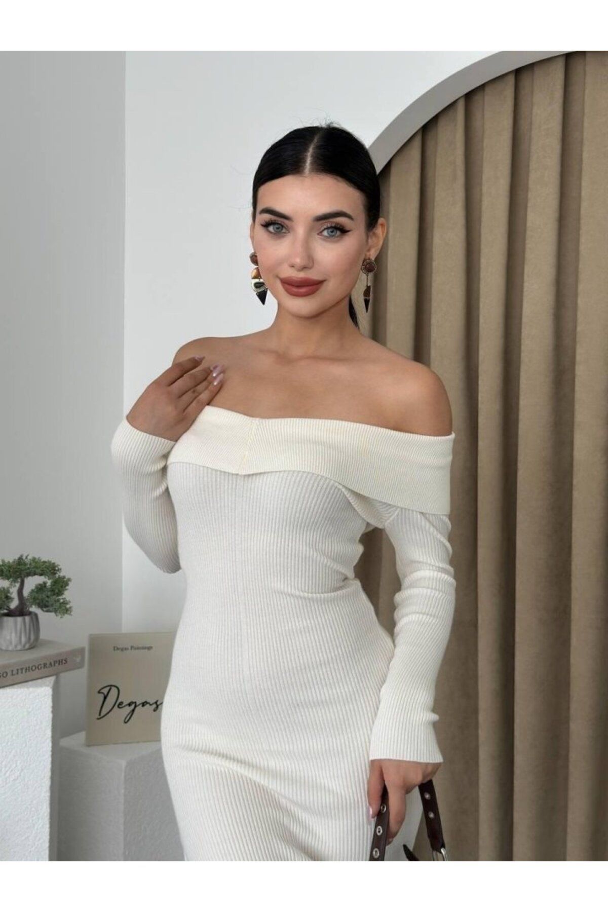 ARUZ MODA Emden Kayık Yaka Elbise