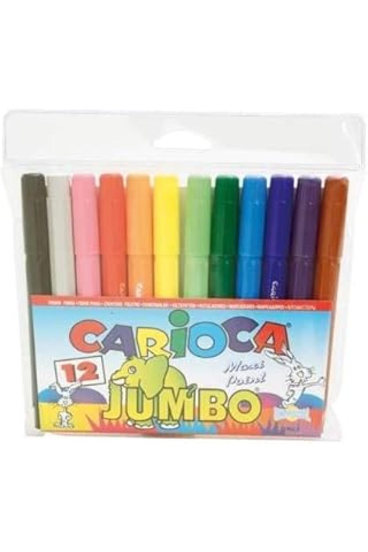 Pazarcan Carioca Jumbo Süper Yıkanabilir Keçeli Boya Kalemi, 12'Li