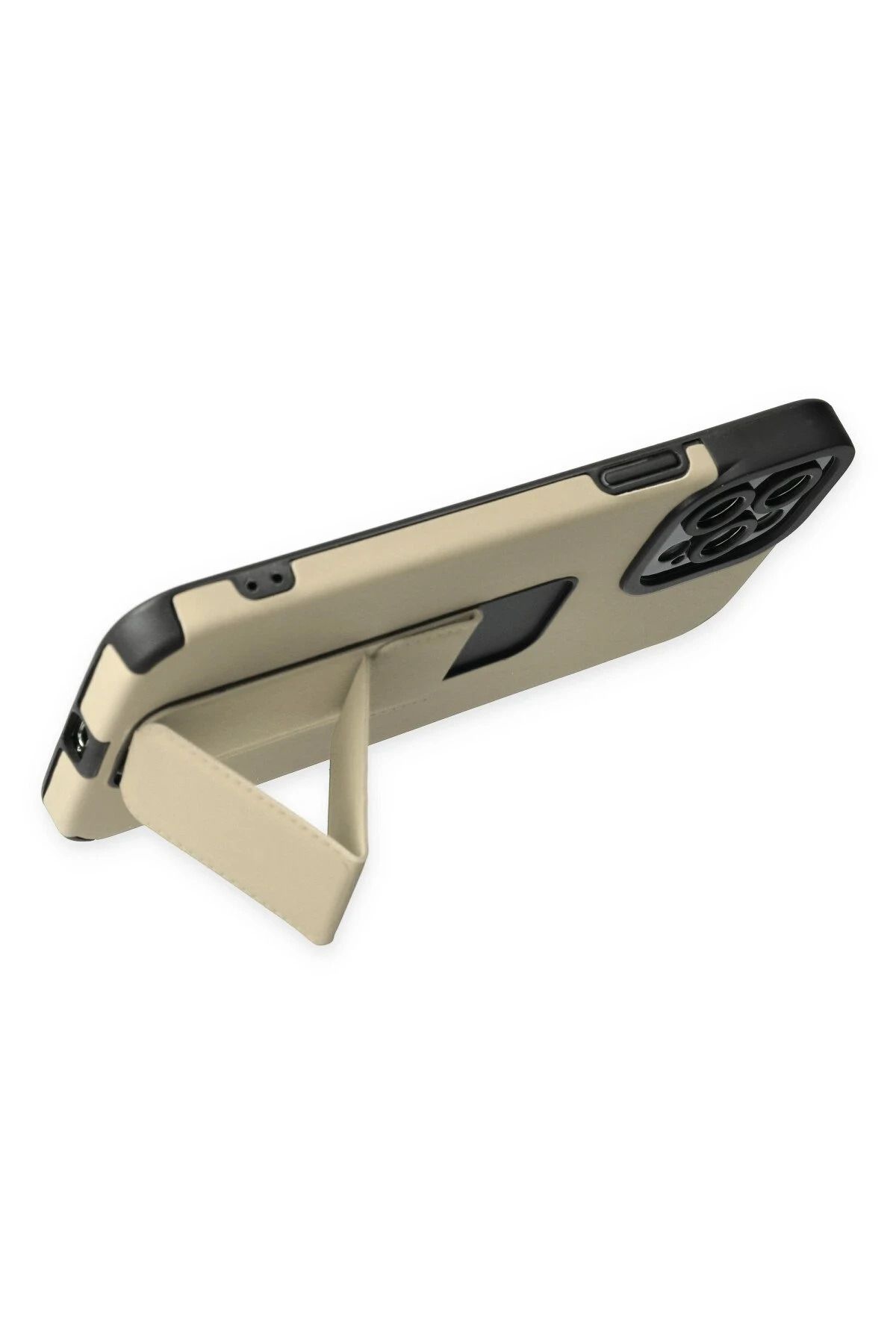 NewFace iPhone 12 Pro Max Kılıf Mega Standlı Silikon - Gold BSTMY