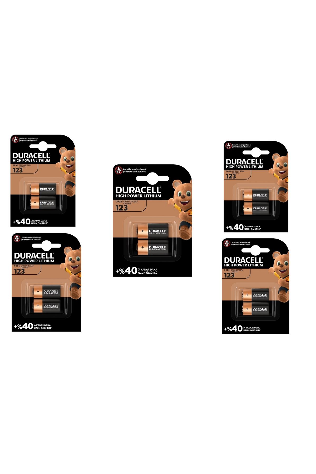 Duracell CR 123 Yüksek Güçlü Lityum Pil (10LU SET) 3V (CR123 / CR123A / CR17345)