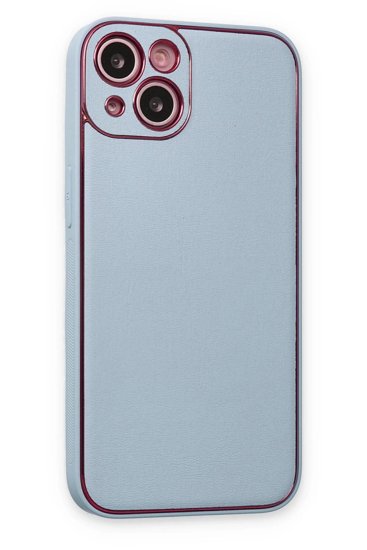 NewFace iPhone 14 Plus Kılıf Coco Deri Silikon Kapak - Sky Blue BSTMY