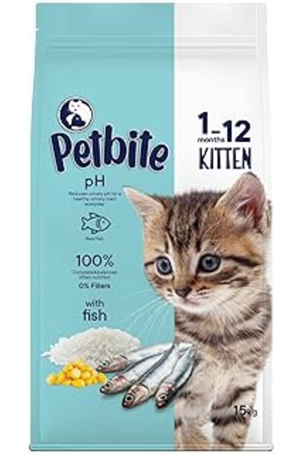 Pazarcan Petbite Yavru Kediler İçin Balık Etli Kuru Kedi Maması (15 Kg, Balık)