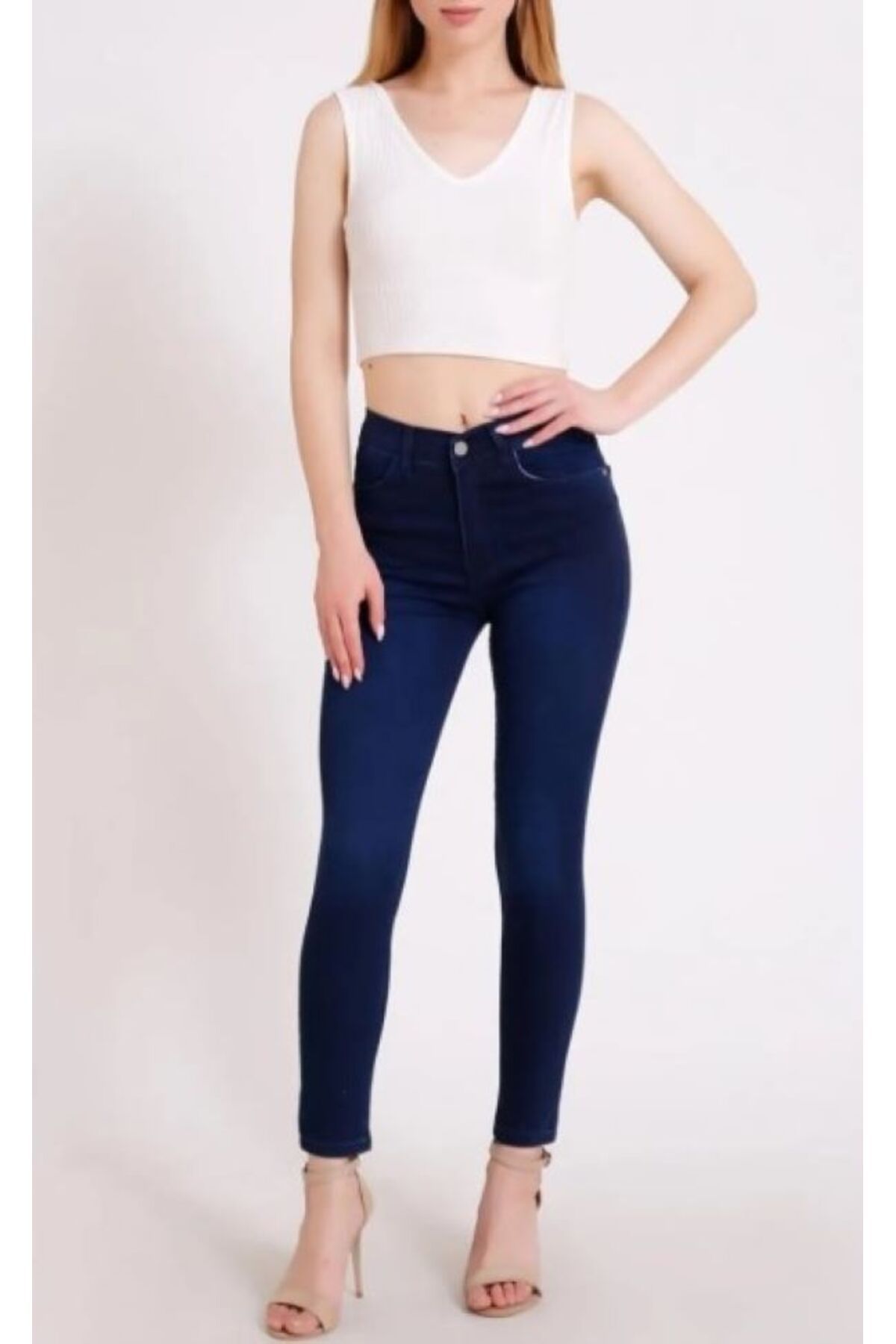 ButikSN collection Kadın Kot Pantolon Koyu Mavi- Lacivert Skinny Dar Paça