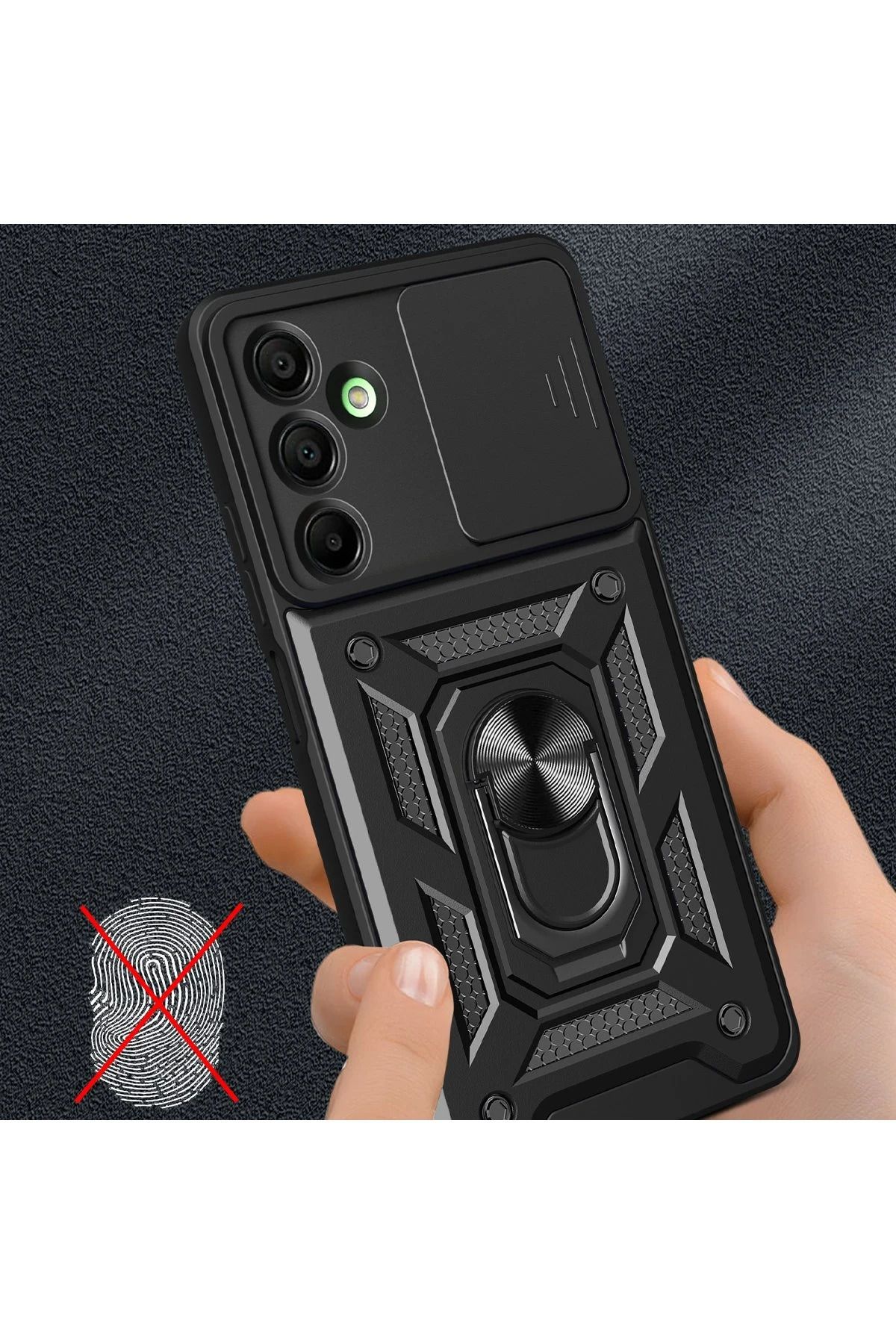 NewFace Samsung Galaxy A16 5G Kılıf Pars Lens Yüzüklü Silikon - Siyah BSTMY