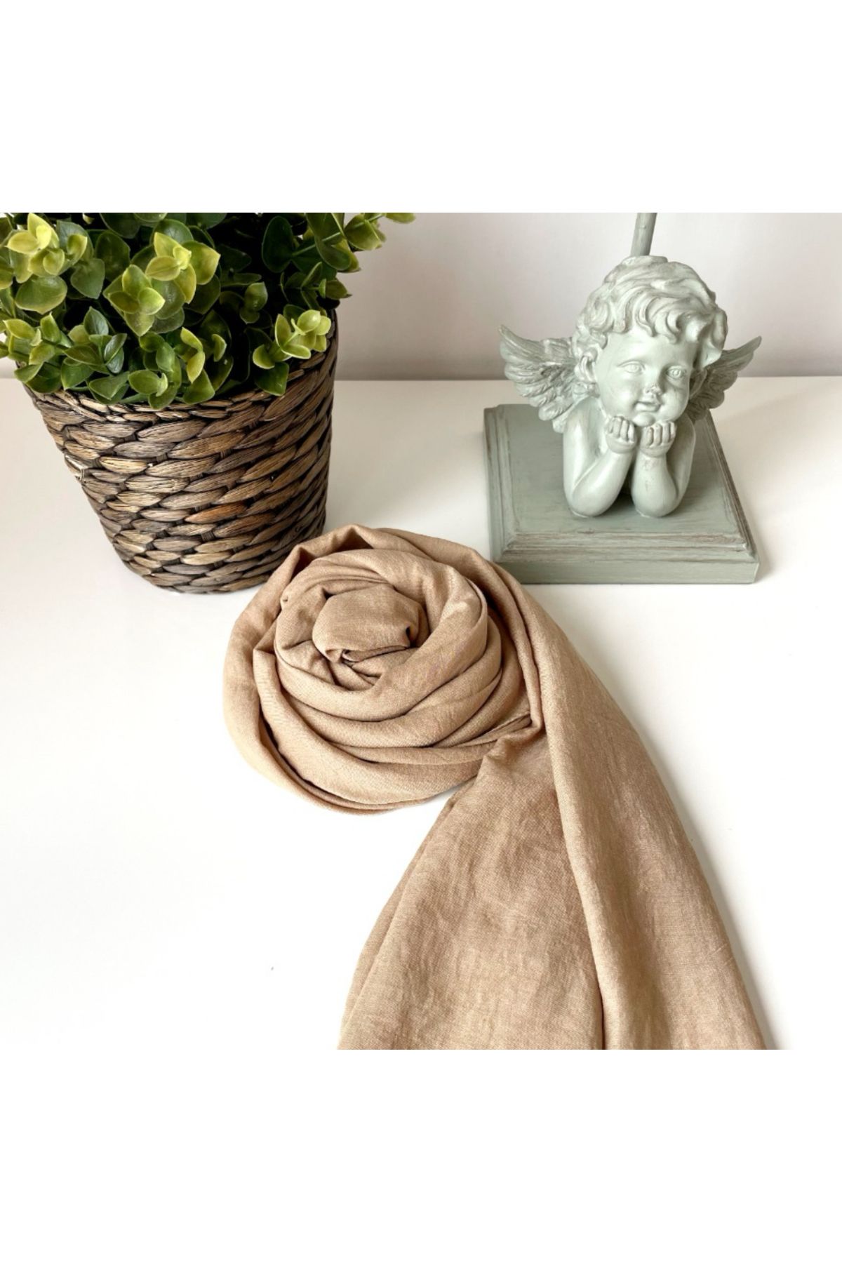 ELVİN SCARFS Düz Renk Sütlü Kahve Şal