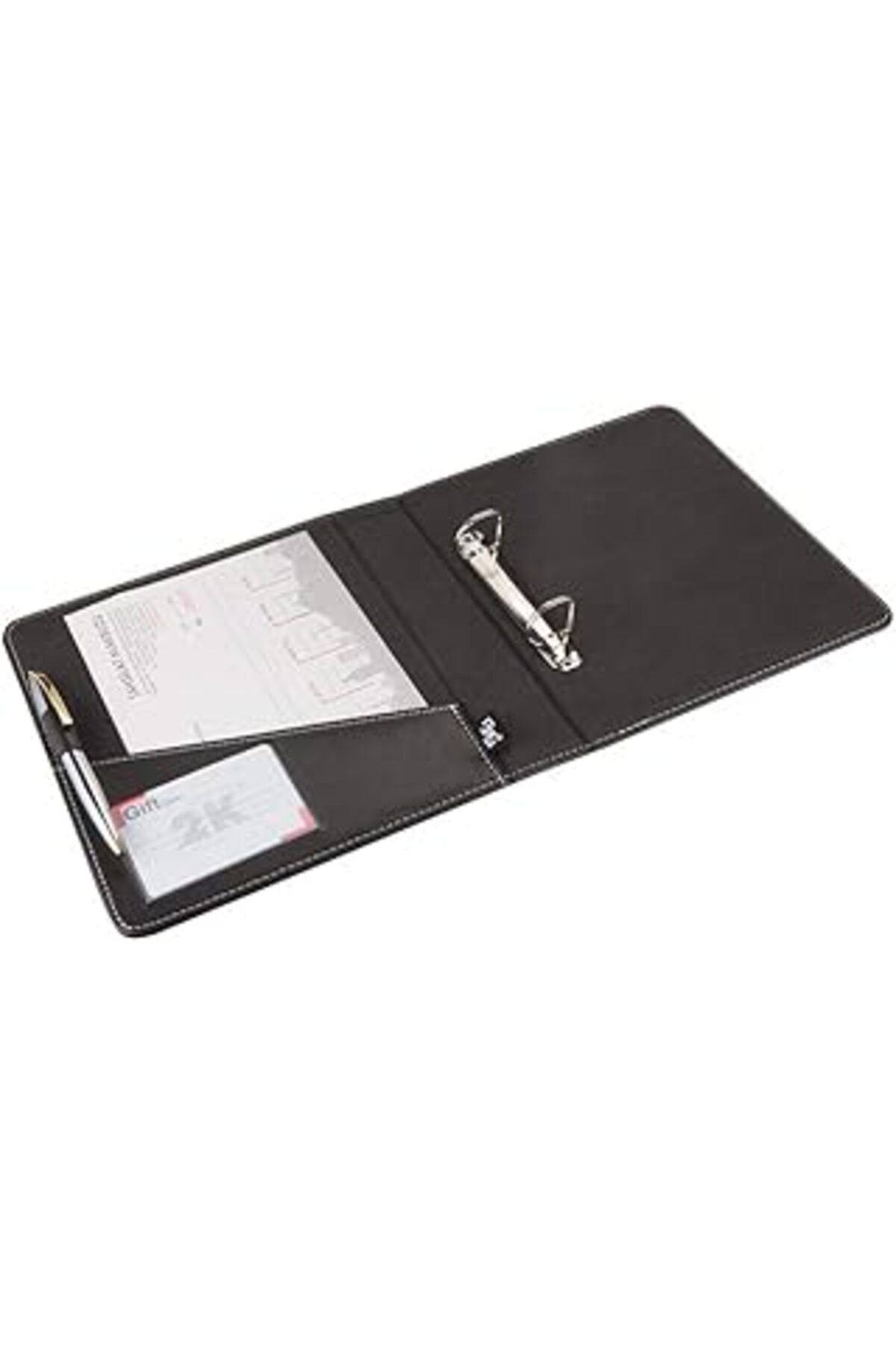 NZM TİCARET 2K A534S A5 Suni Deri Sırt 4 Cm 2 Halkalı Elite Klasör Siyah, A5