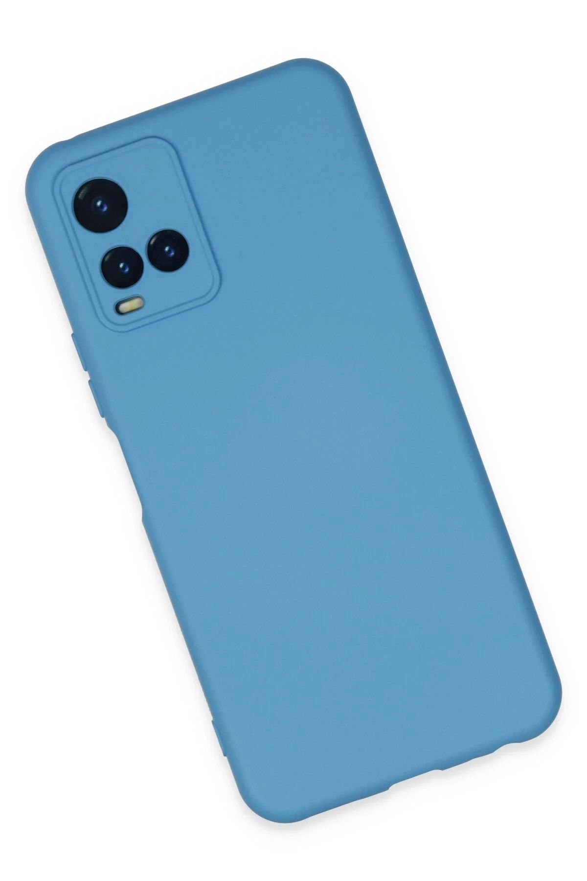 NewFace Vivo Y21S Uyumlu Kılıf Nano içi Kadife Silikon - Mavi BSTMY