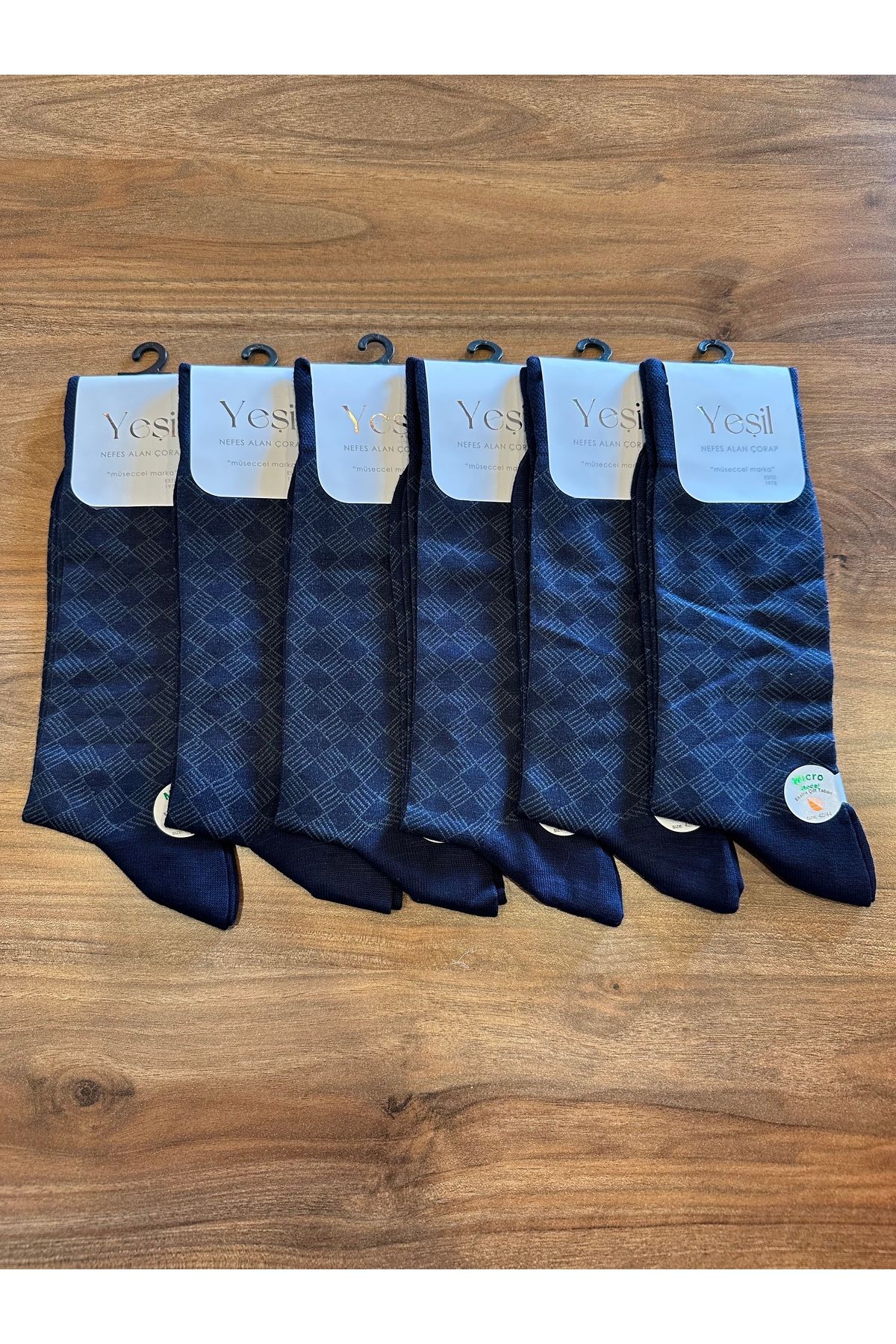 YEŞİL Micro Modal Konforlu Jakarlı Erkek Çorap 6’lı Paket