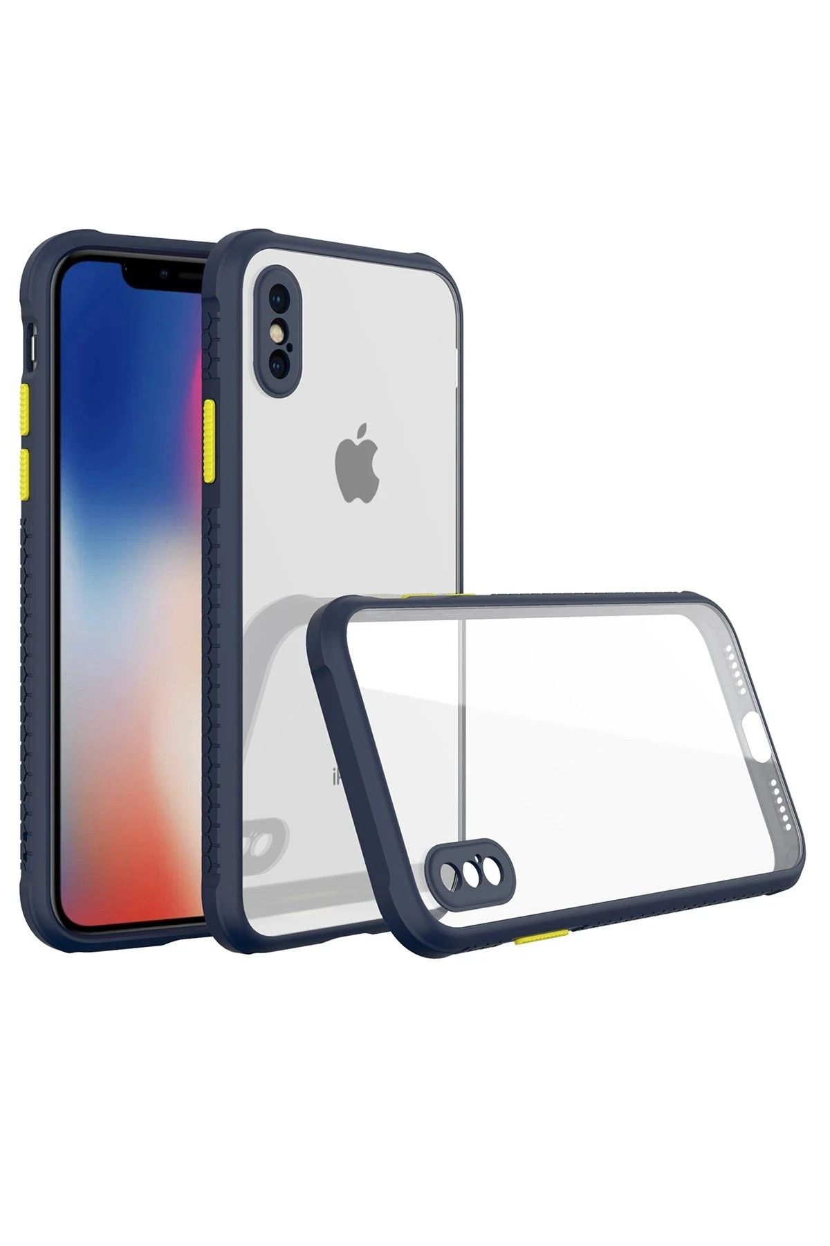 NewFace iPhone XS Max Kılıf Miami Şeffaf Silikon - Lacivert DPMAH