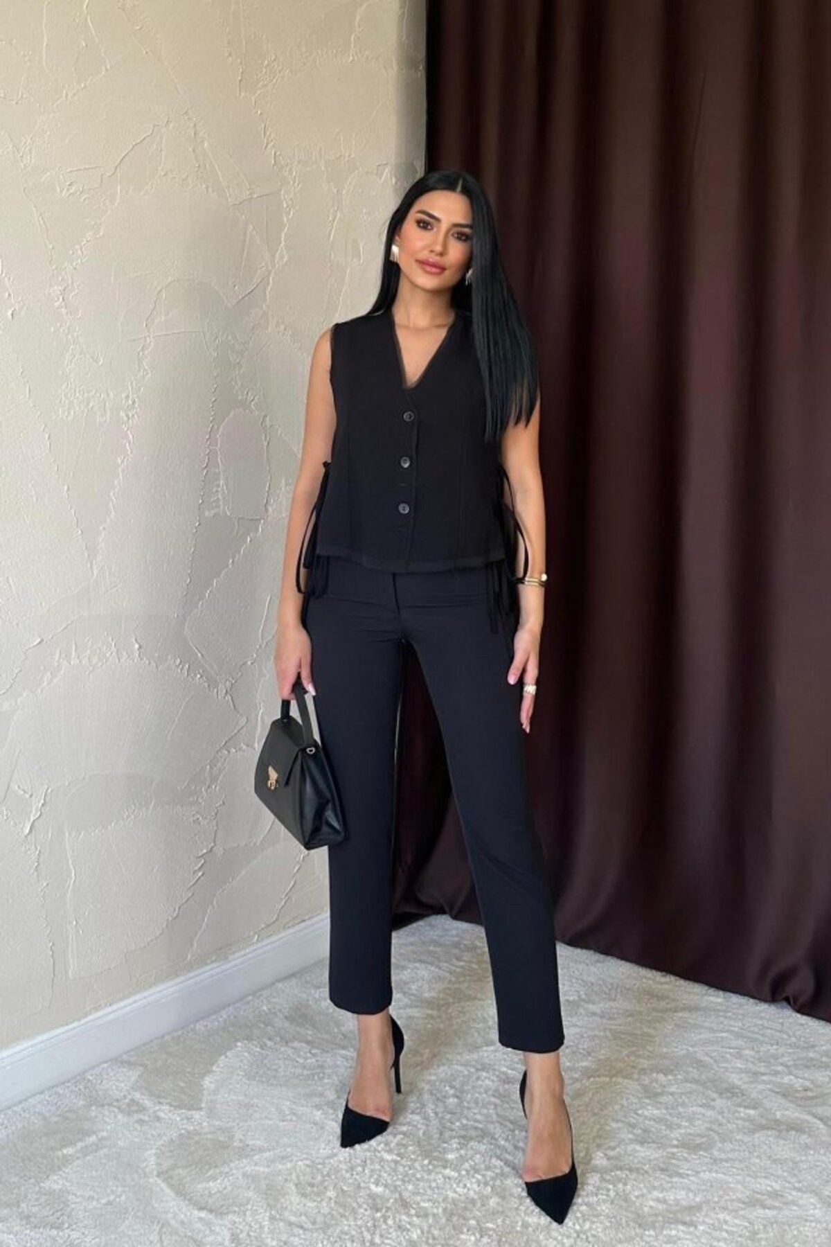 velmorafashion Siyah Pensli Pantolon