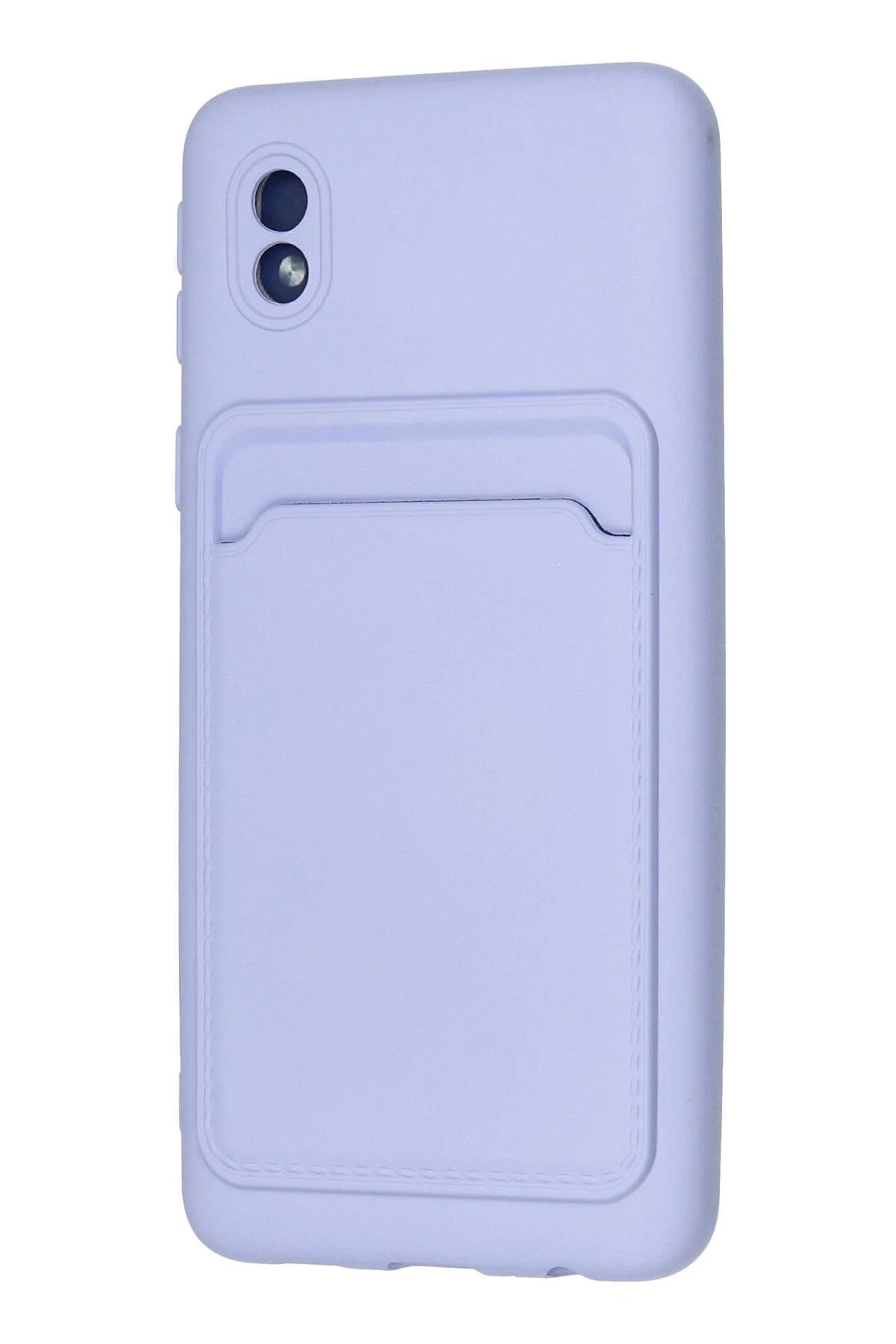 NewFace Samsung Galaxy A01 Core Kılıf Kelvin Kartvizitli Silikon - Lila BSTMY