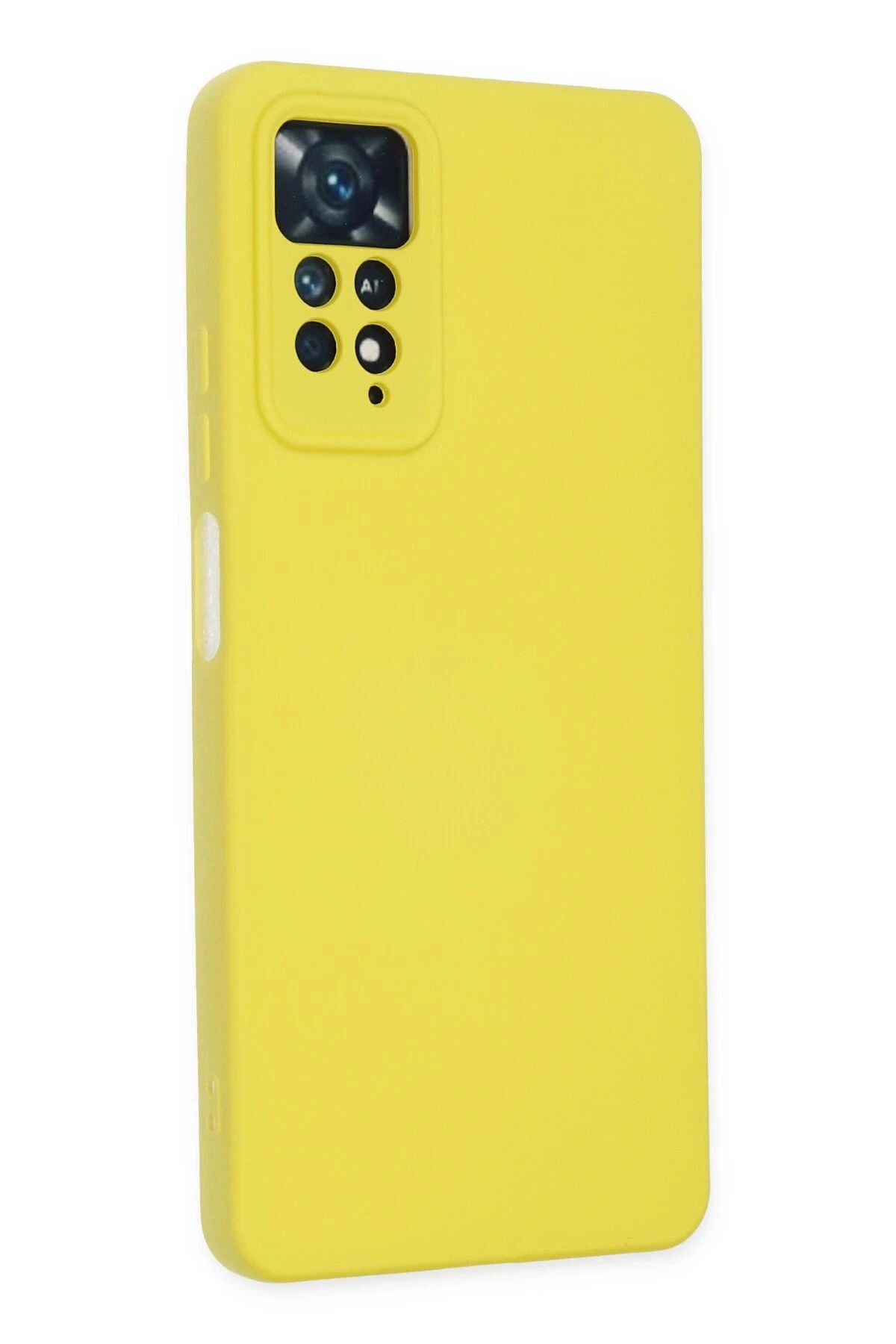 NewFace Xiaomi Redmi Note 11 Pro Kılıf uyumlu  Nano içi Kadife Silikon - Sarı BSTMY