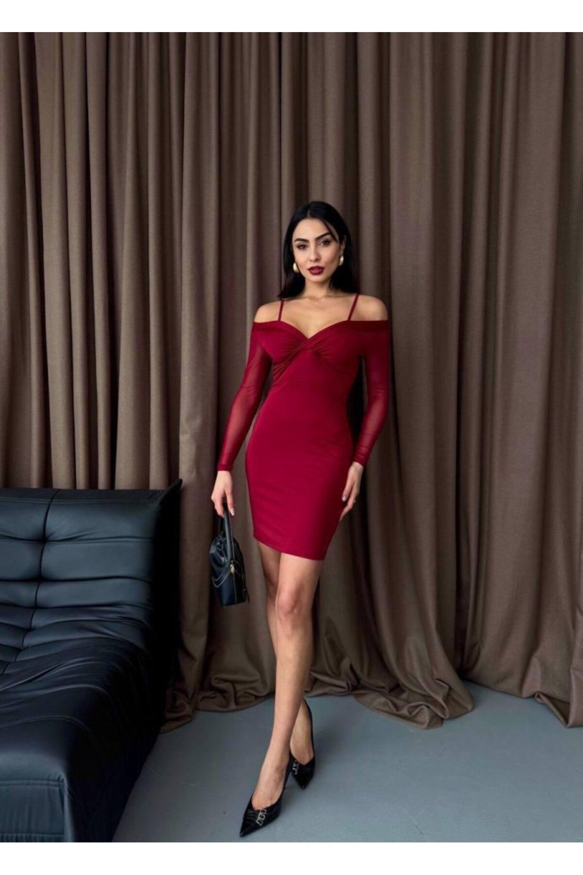 ARUZ MODA Omuz Detaylı Mini Elbise