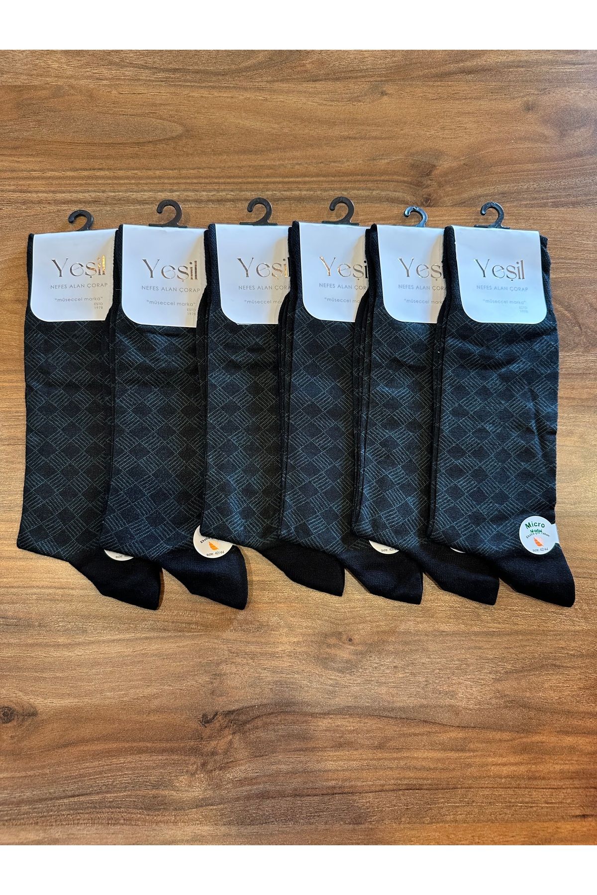 YEŞİL Micro Modal Konforlu Jakarlı Erkek Çorap 6’lı Paket