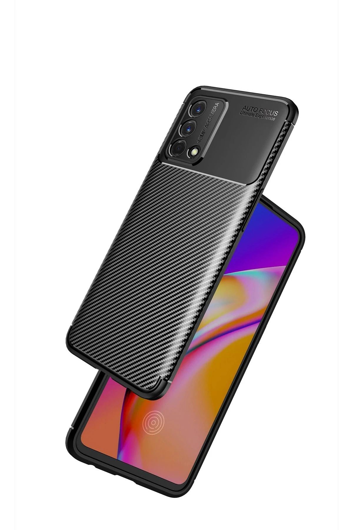 NewFace A74 4G Kılıf Auto Focus Karbon Kapak - Siyah WLZOR