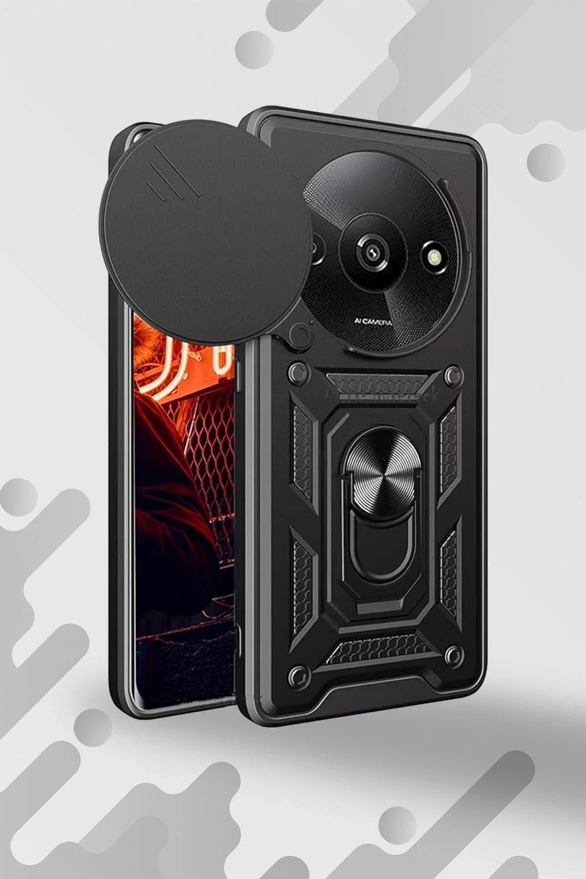 NewFace Xiaomi Redmi A3 4G Kılıf Pars Lens Yüzüklü Silikon - Gümüş BSTMY