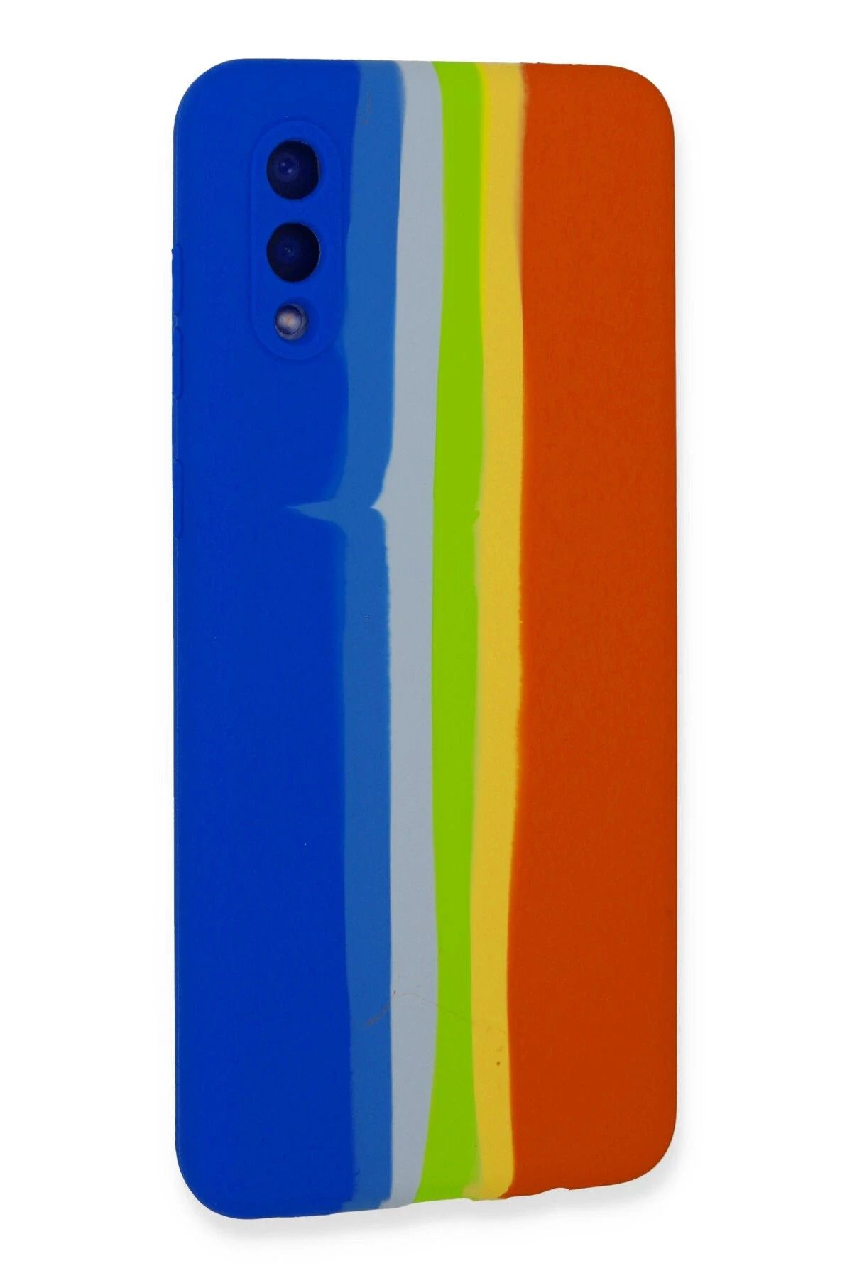 NewFace Samsung Galaxy A02 Kılıf Ebruli Lansman Silikon - Mavi-Turuncu SVLRS