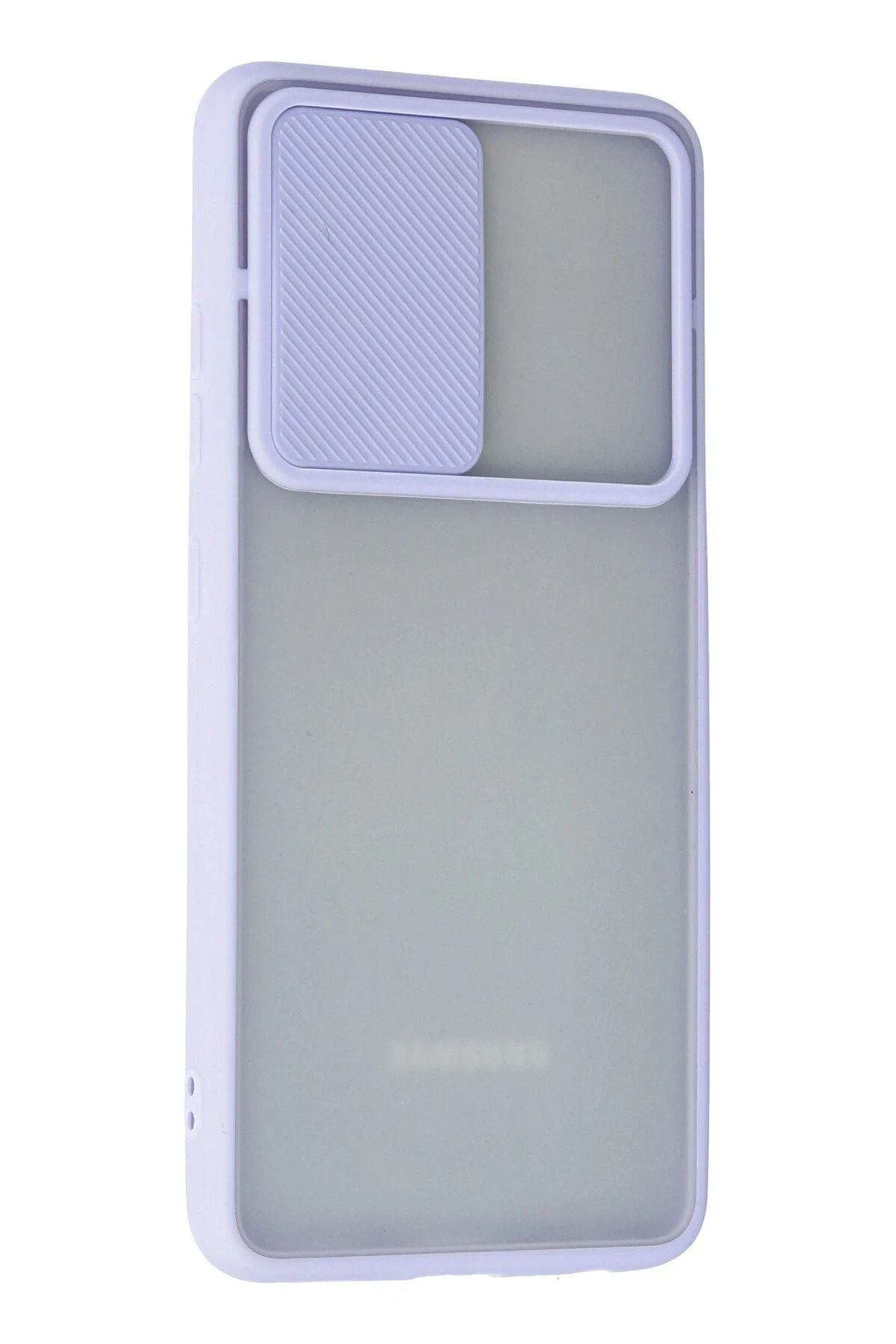 NewFace Samsung Galaxy A72 Kılıf Palm Buzlu Kamera Sürgülü Silikon - Lila BSTMY