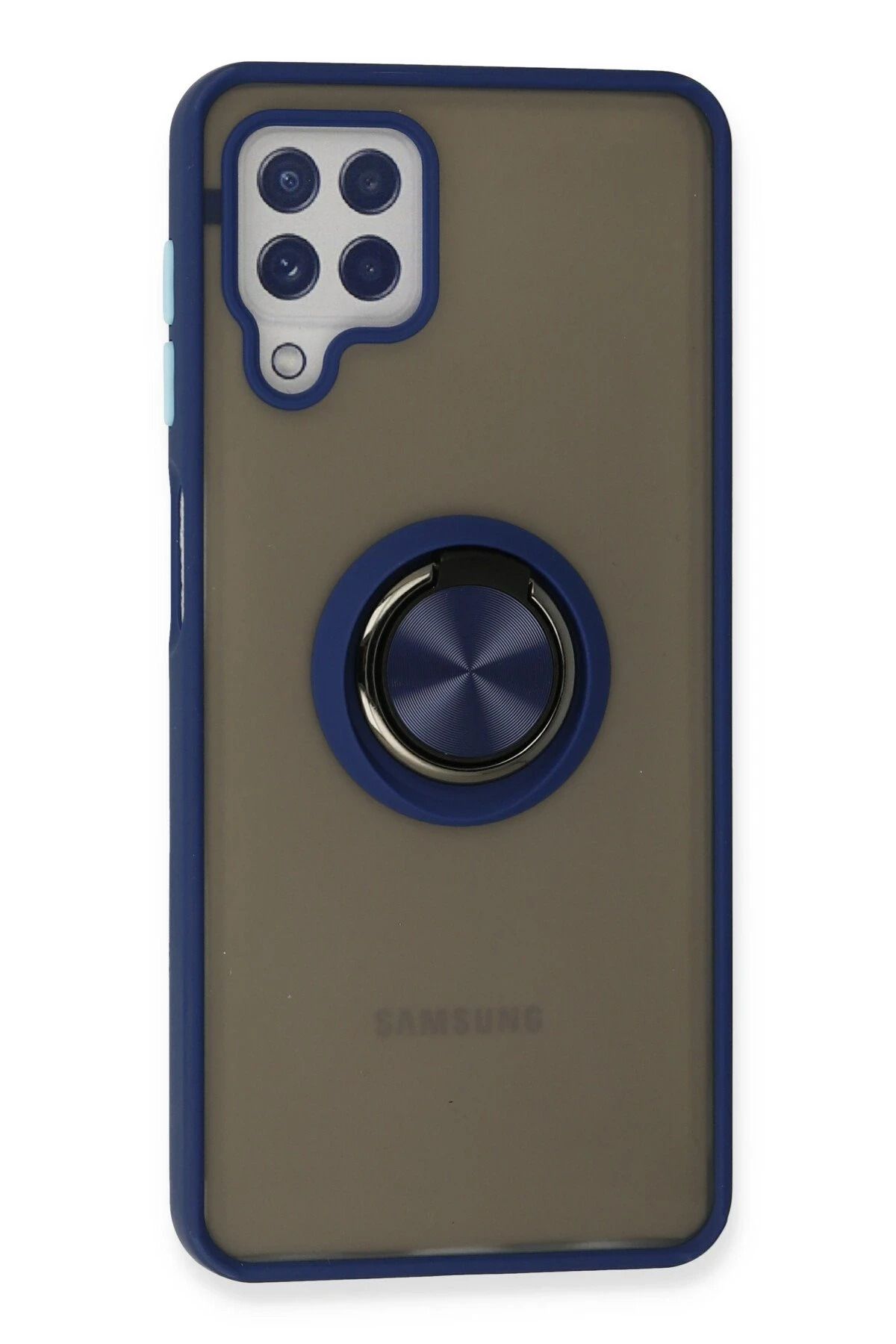 NewFace Samsung Galaxy A22 Kılıf Montreal Yüzüklü Silikon Kapak - Lacivert GLSTD