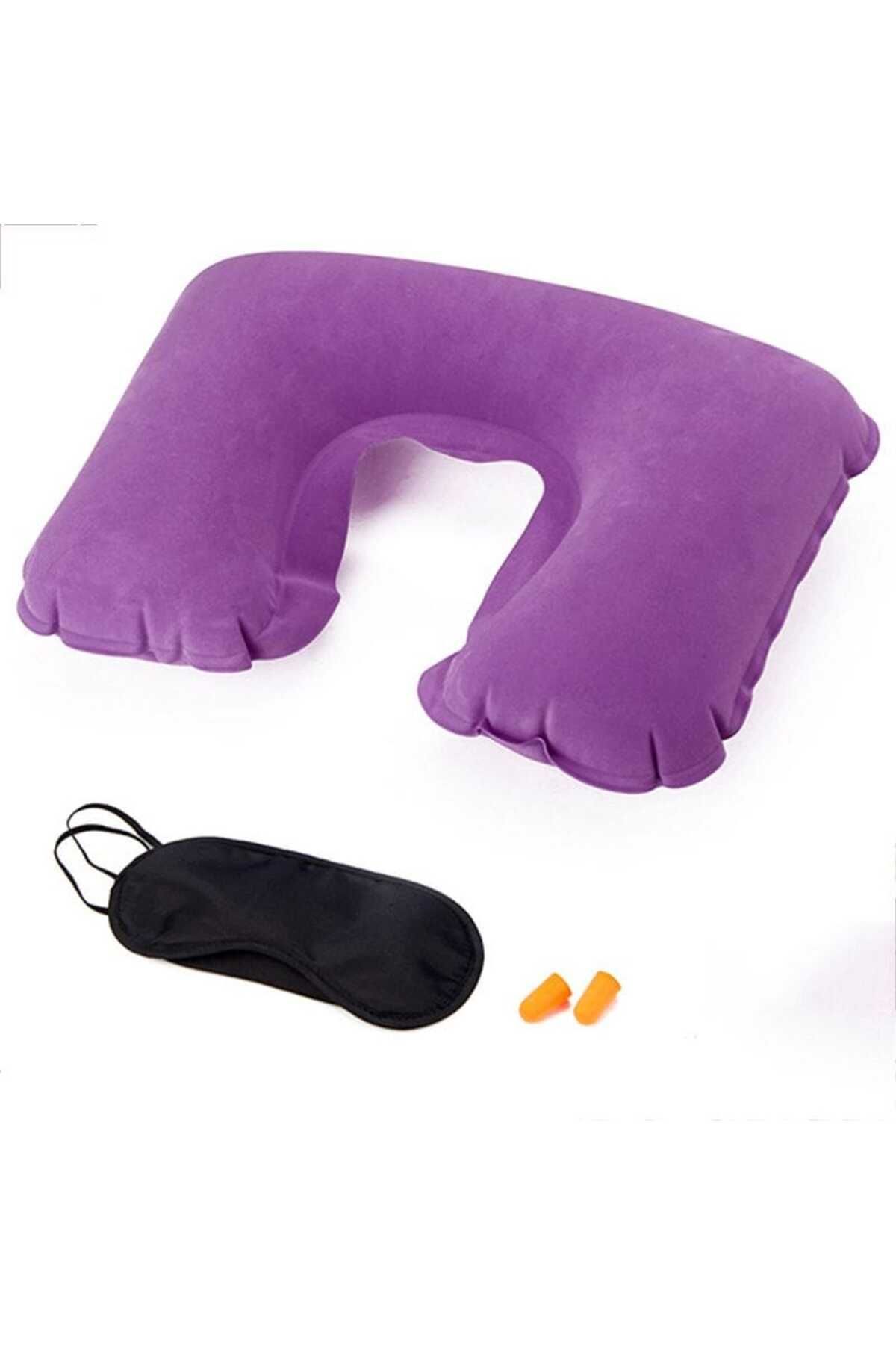 mygeppetobag Ortopedik Şişirilebilir Seyahat Yastığı Seti, Boyun Yastığı, Kulak Tıkacı ve Göz maskesi