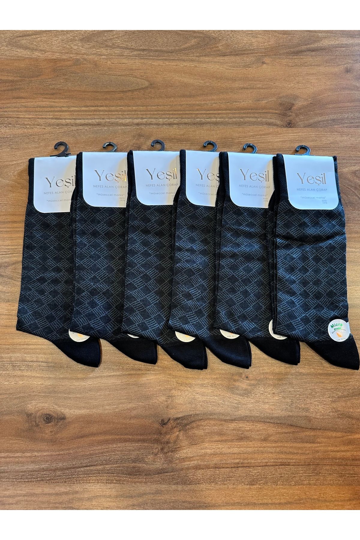 YEŞİL Micro Modal Konforlu Jakarlı Erkek Çorap 6’lı Paket