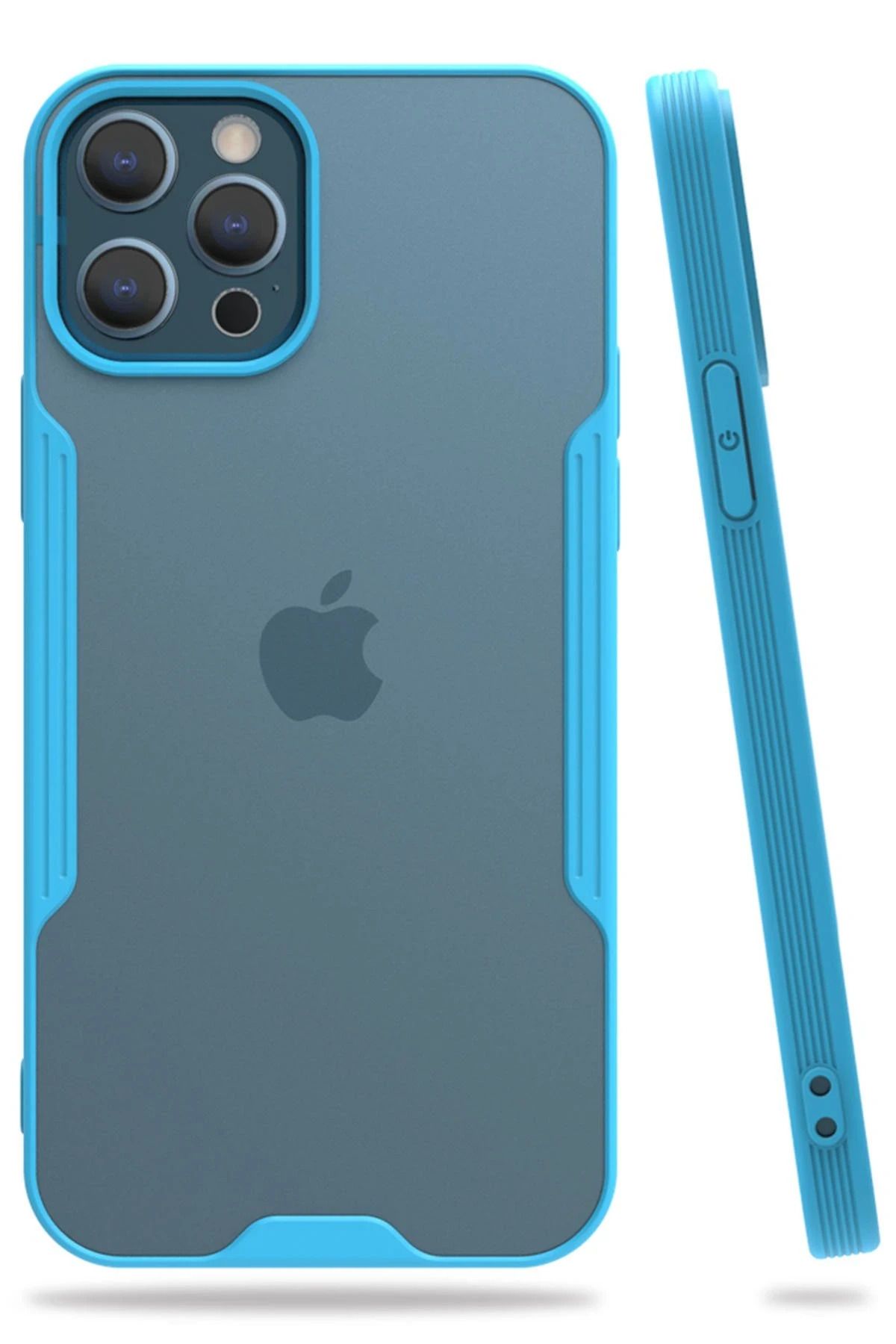 NewFace iPhone 12 Pro Max Kılıf Platin Silikon - Mavi BSTMY