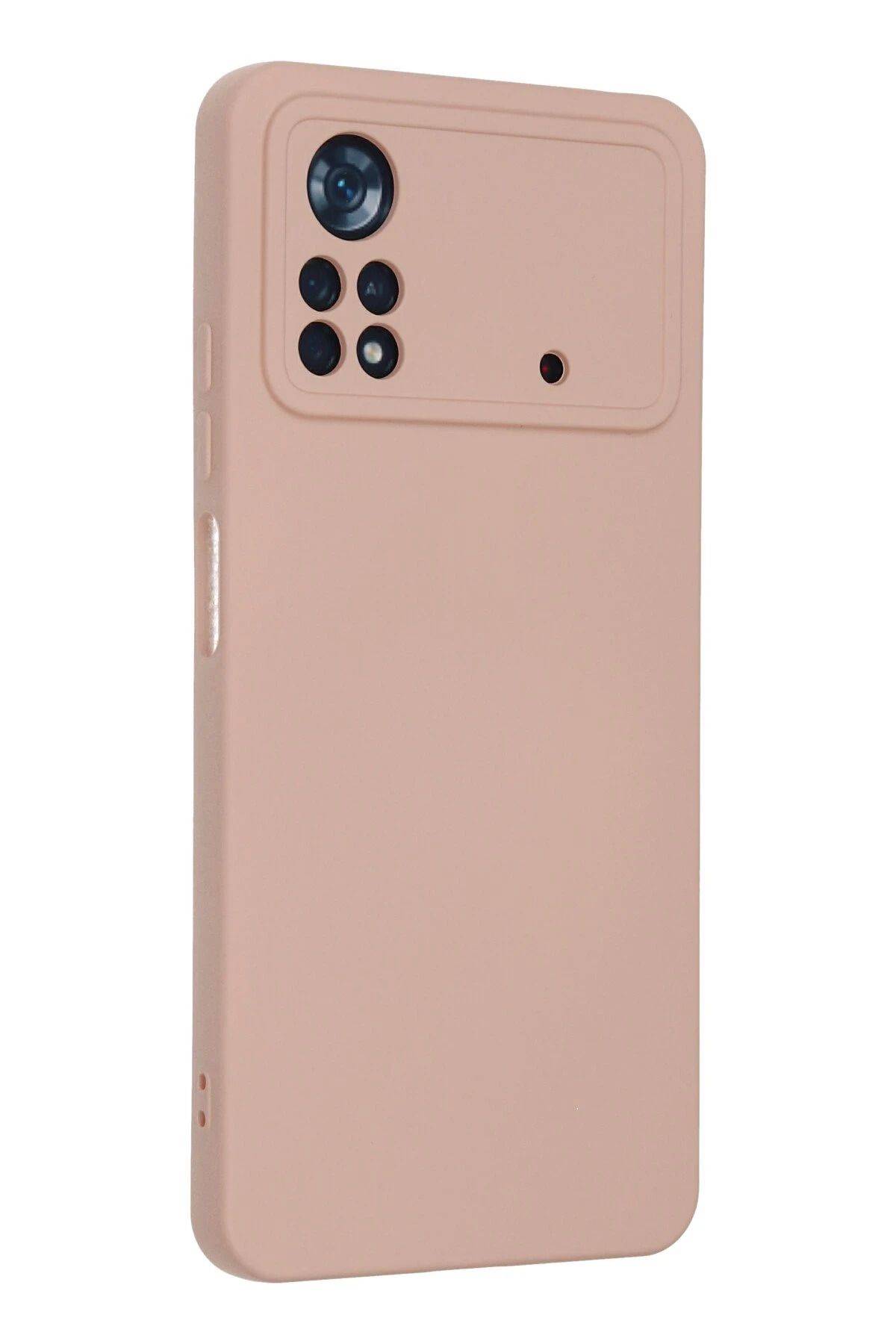 NewFace Xiaomi Poco X4 Pro 5G Uyumlu Kılıf Nano içi Kadife Silikon - Pudra NRMSA