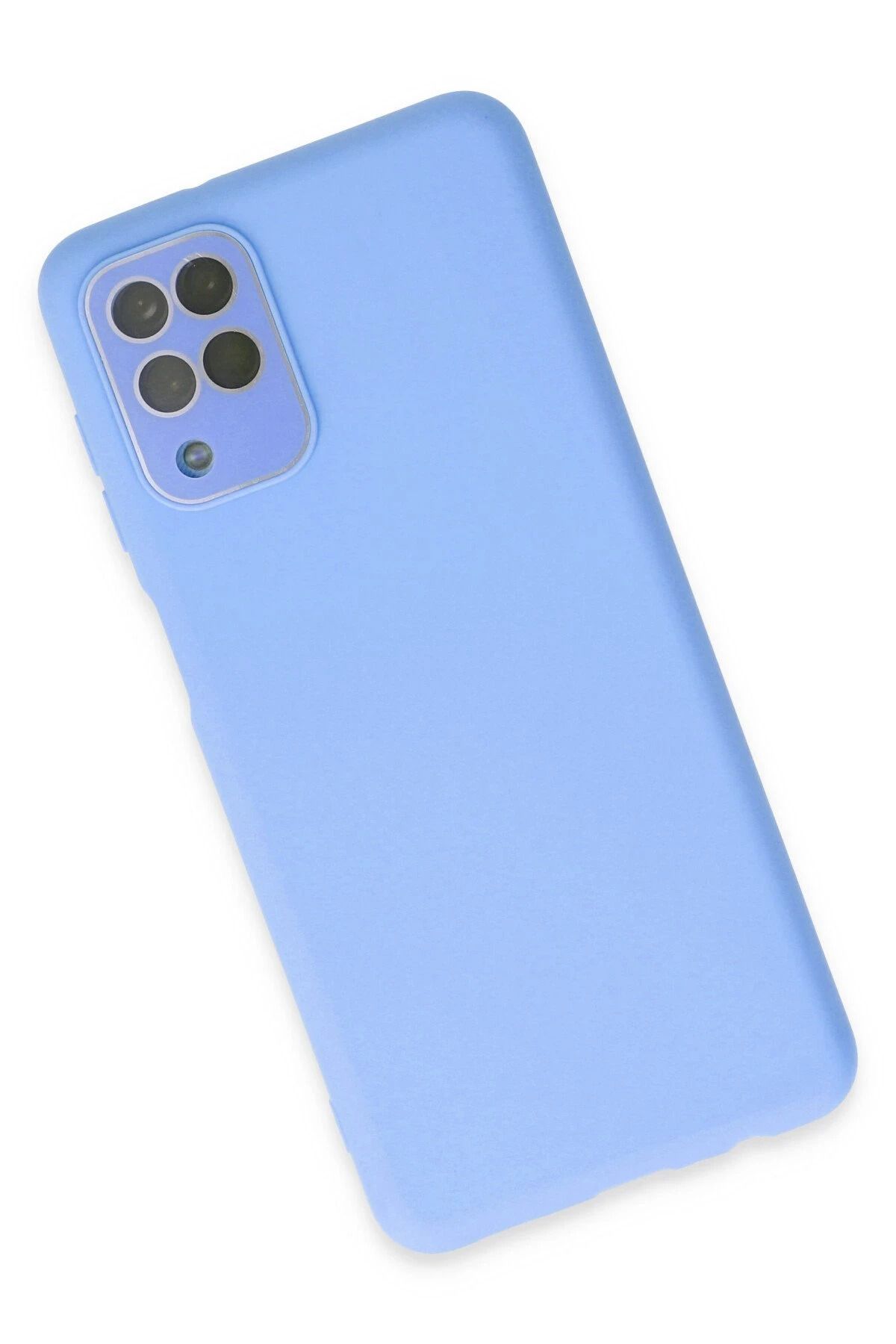 NewFace Samsung Galaxy A22 Kılıf Lansman Glass Kapak - Mavi SVLRS