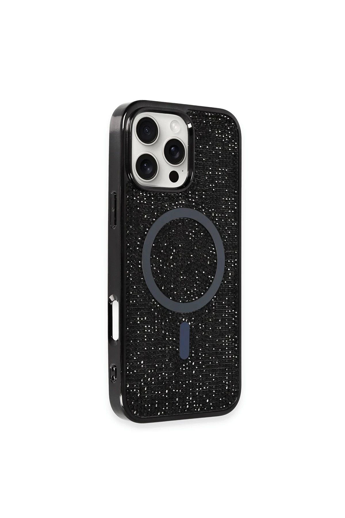 NewFace iPhone 16 Pro Max Kılıf Diamond Magsafe Kapak - Siyah BSTMY